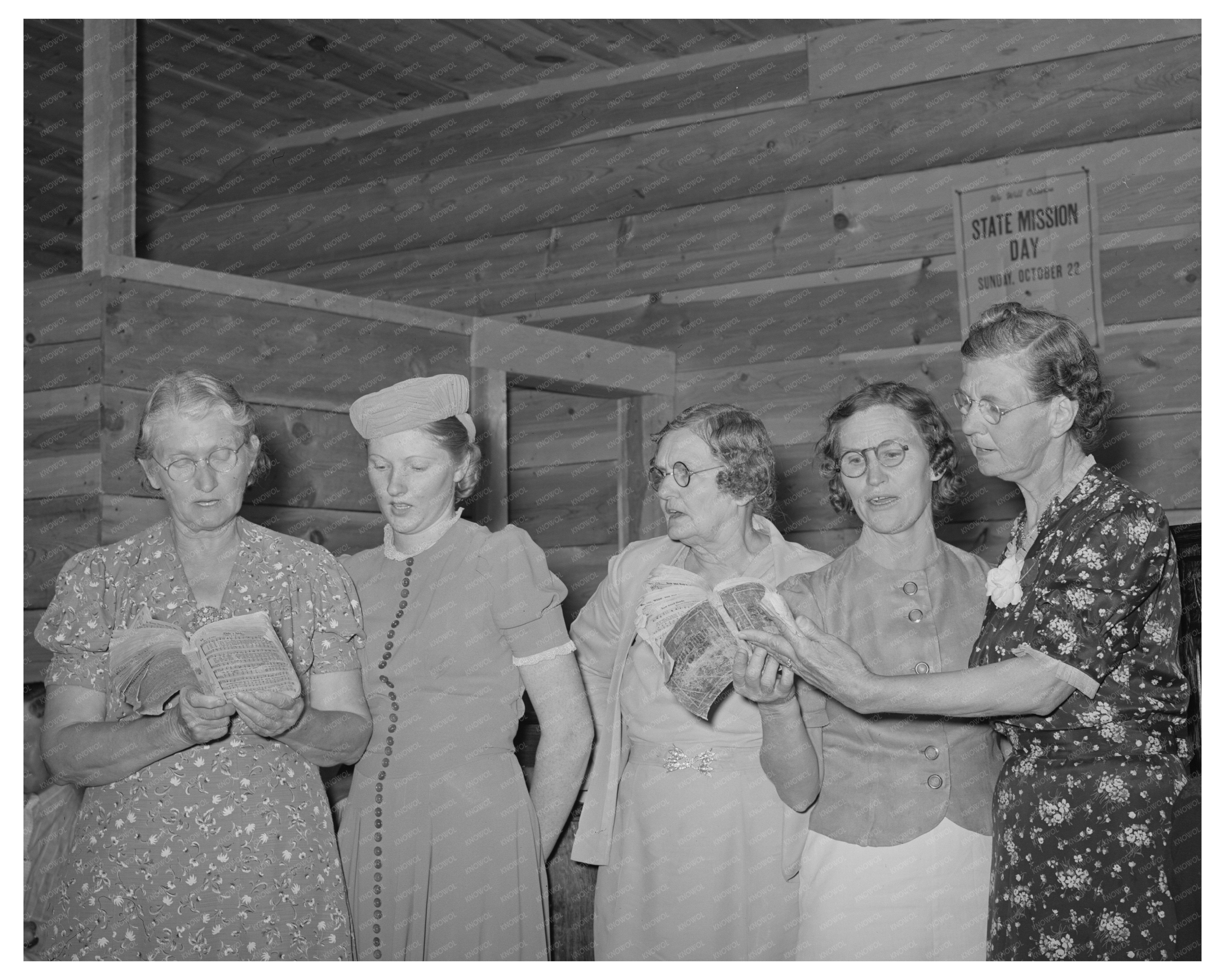 Ladies Quintette at Community Sing in Pie Town 1940