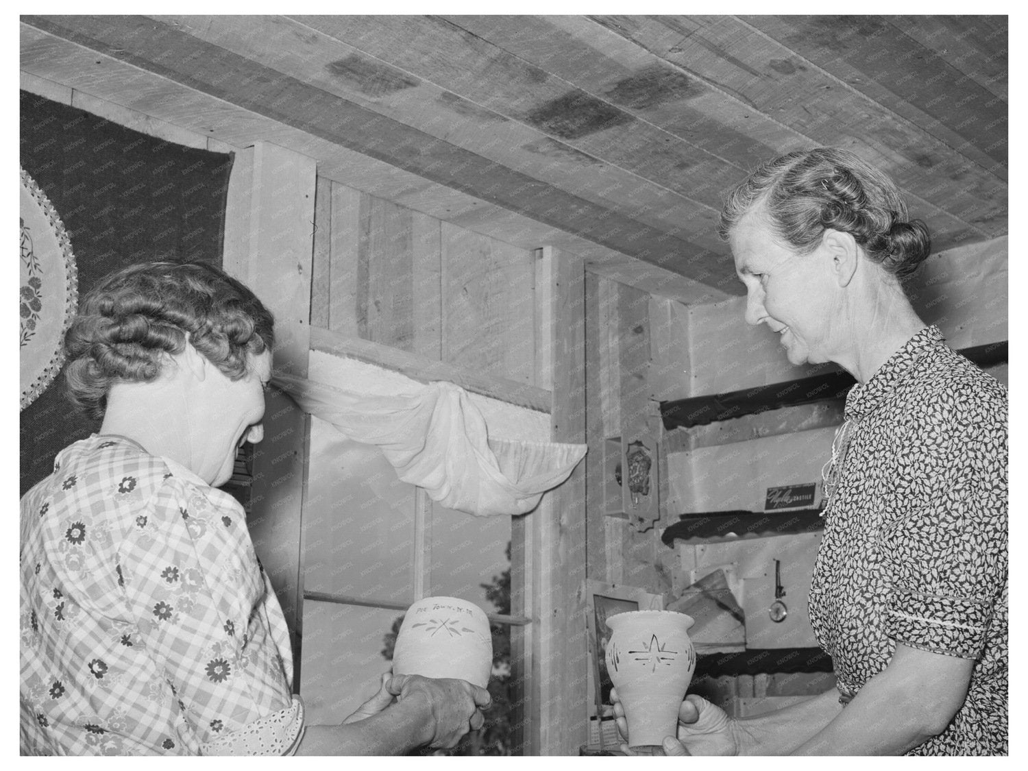 Woman Buying Pottery in Pie Town New Mexico 1940