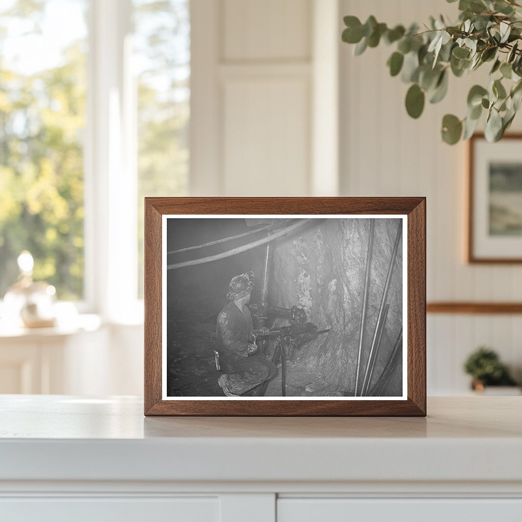 Mogollon New Mexico Gold Mine Worker with Pneumatic Drill 1940