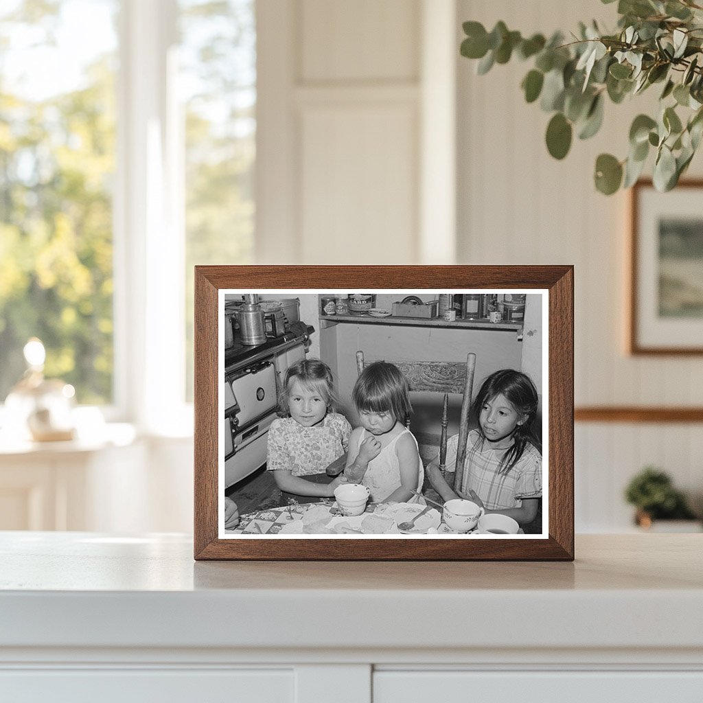 Spanish-American Children Dinner Table Chamisal New Mexico 1940