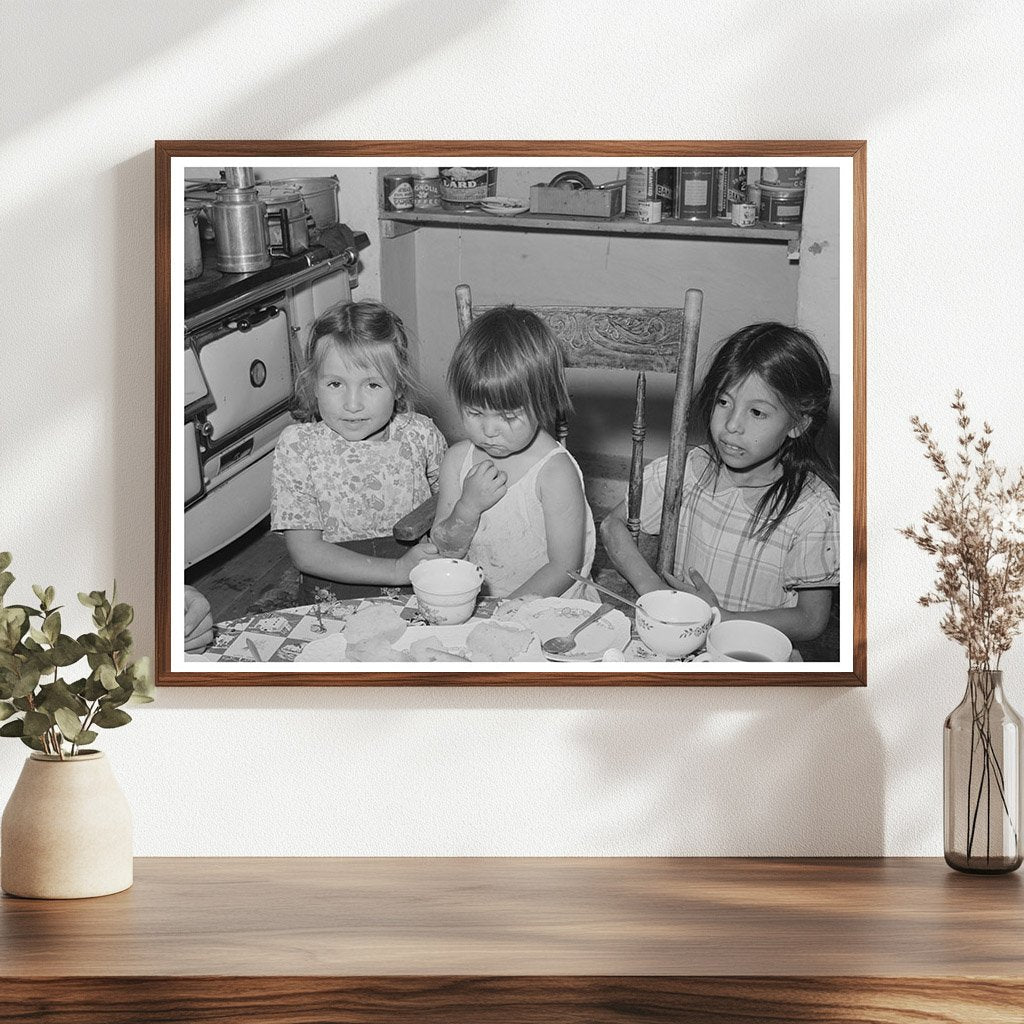 Spanish-American Children Dinner Table Chamisal New Mexico 1940