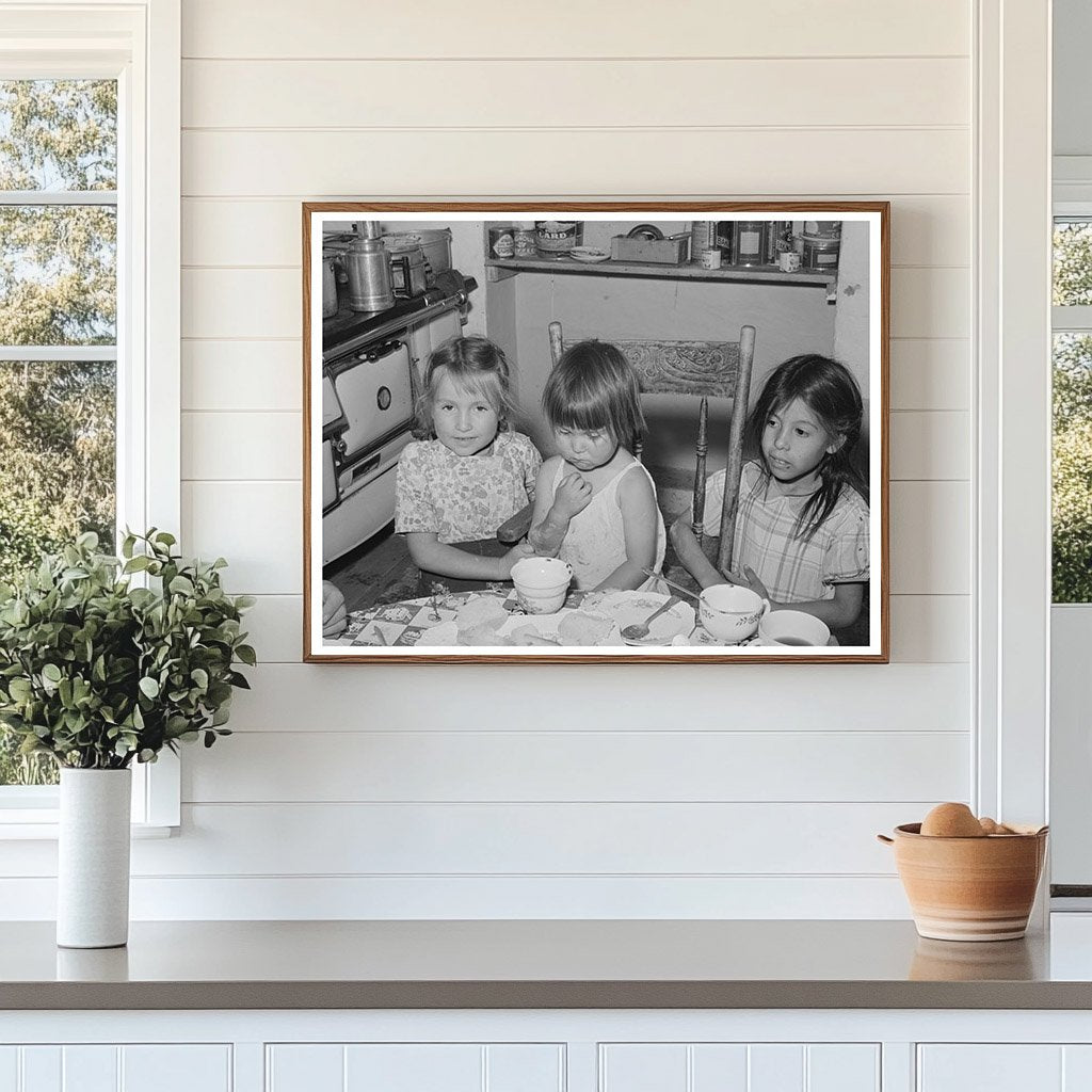 Spanish-American Children Dinner Table Chamisal New Mexico 1940