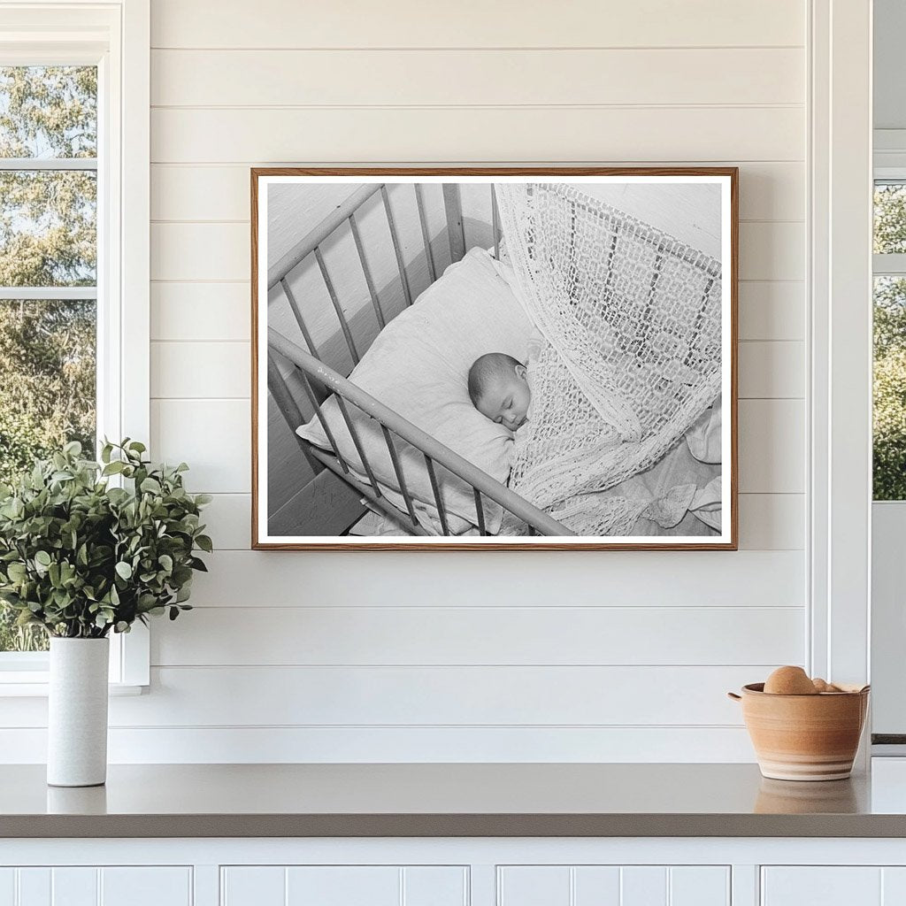 Spanish-American Baby in Crib Taos County July 1940