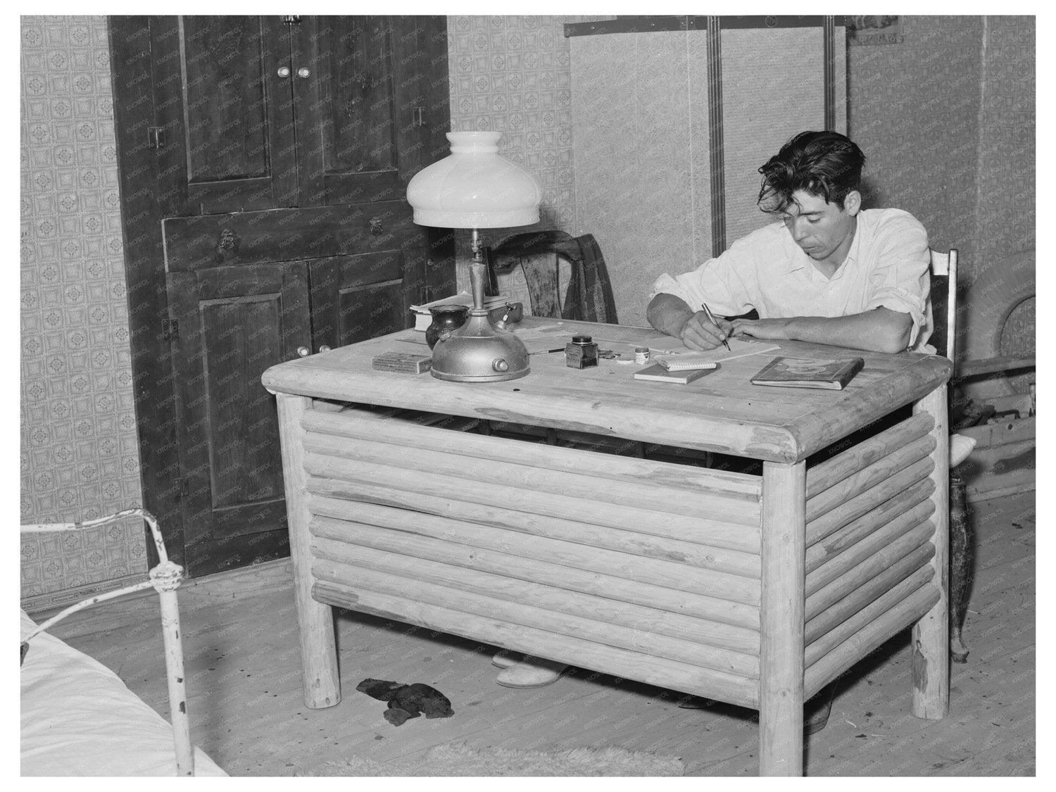 Spanish-American Boy at Self-Made Desk July 1940
