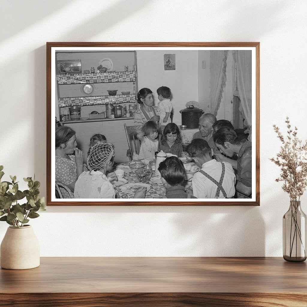 Spanish-American Family Dining in Chamisal New Mexico 1940