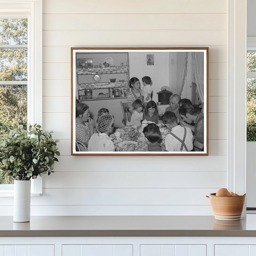 Spanish-American Family Dining in Chamisal New Mexico 1940