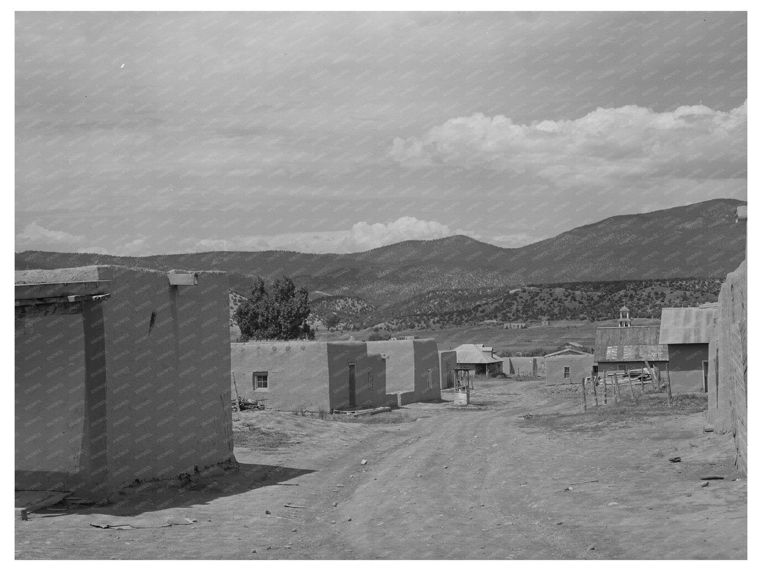 Main Street Chamisal New Mexico July 1940 Vintage Photo