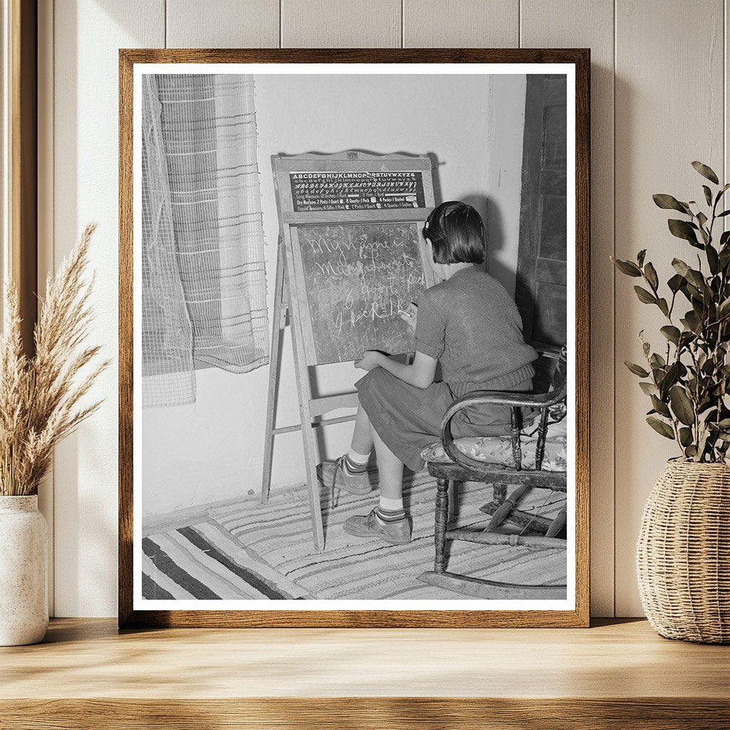 Spanish-American Girl Learning English in Chamisal 1940
