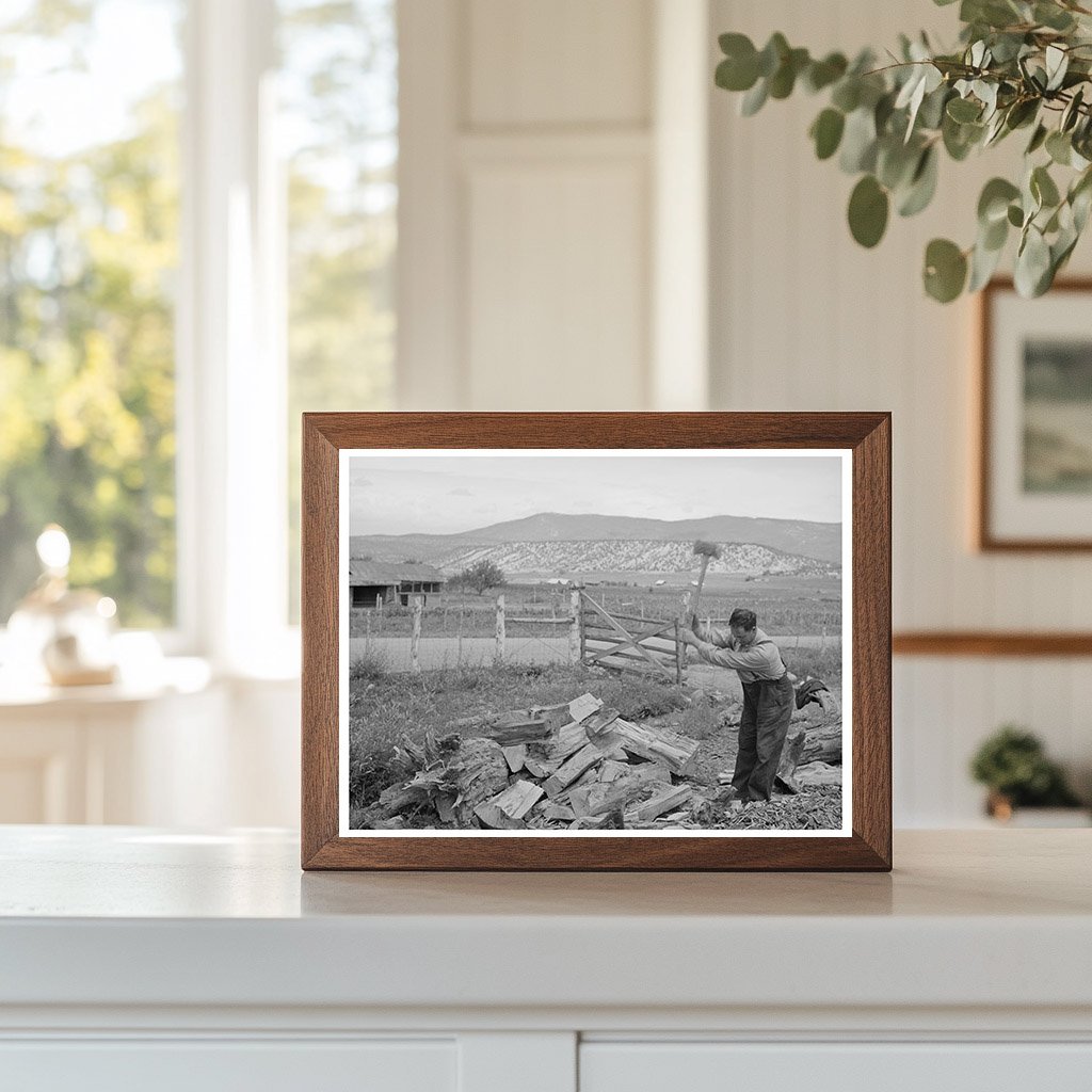 Spanish-American Farmer Chopping Wood Chamisal NM 1940