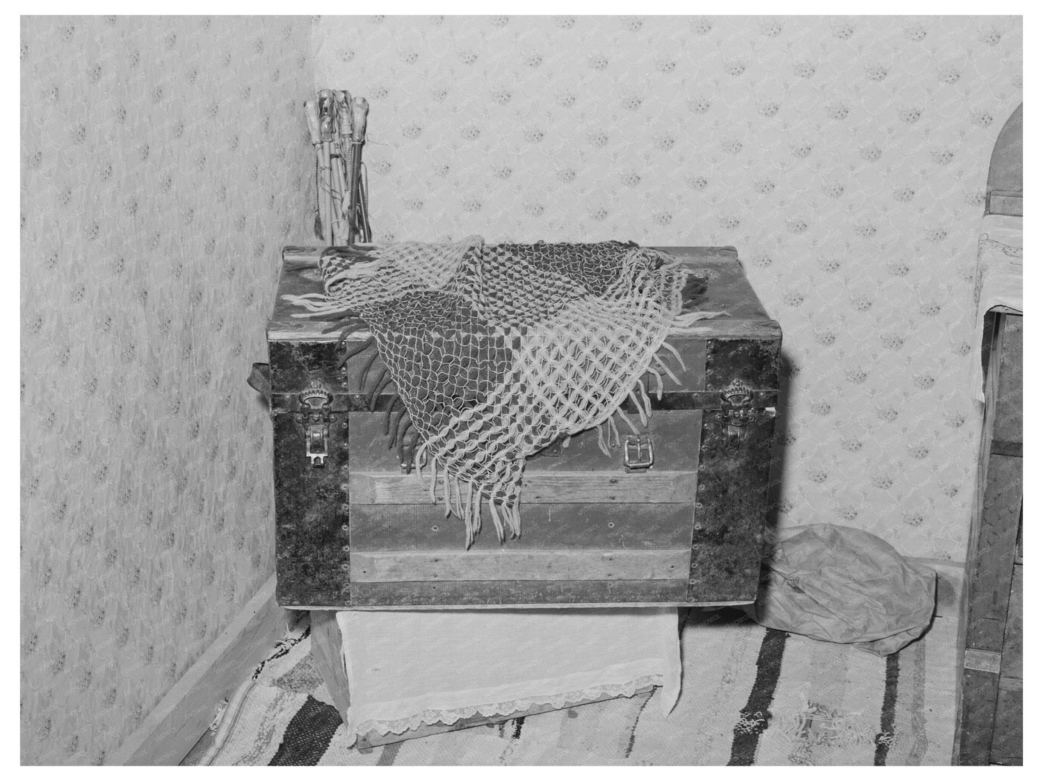 Vintage Trunk in Bedroom Chamisal New Mexico 1940