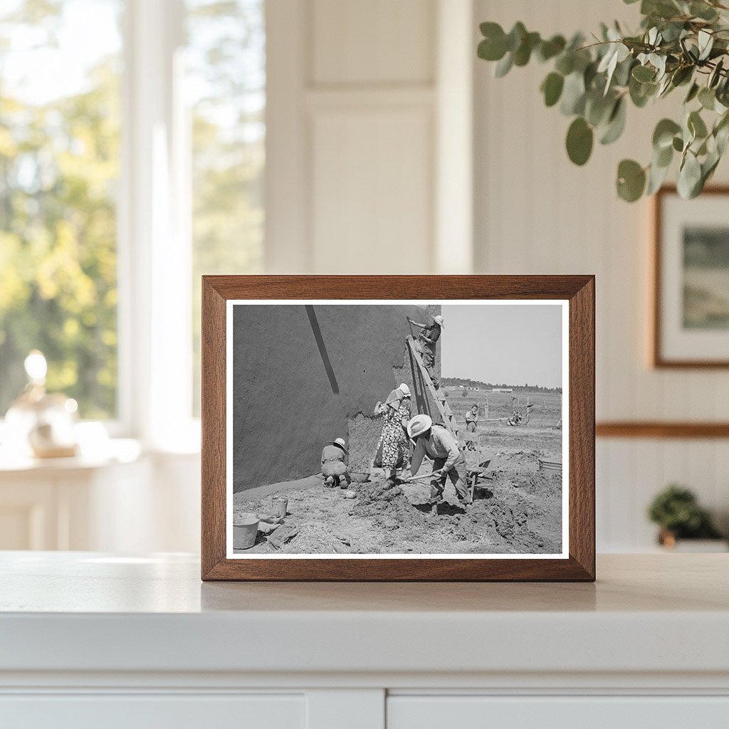 Women Plastering a House in Chamisal New Mexico 1940