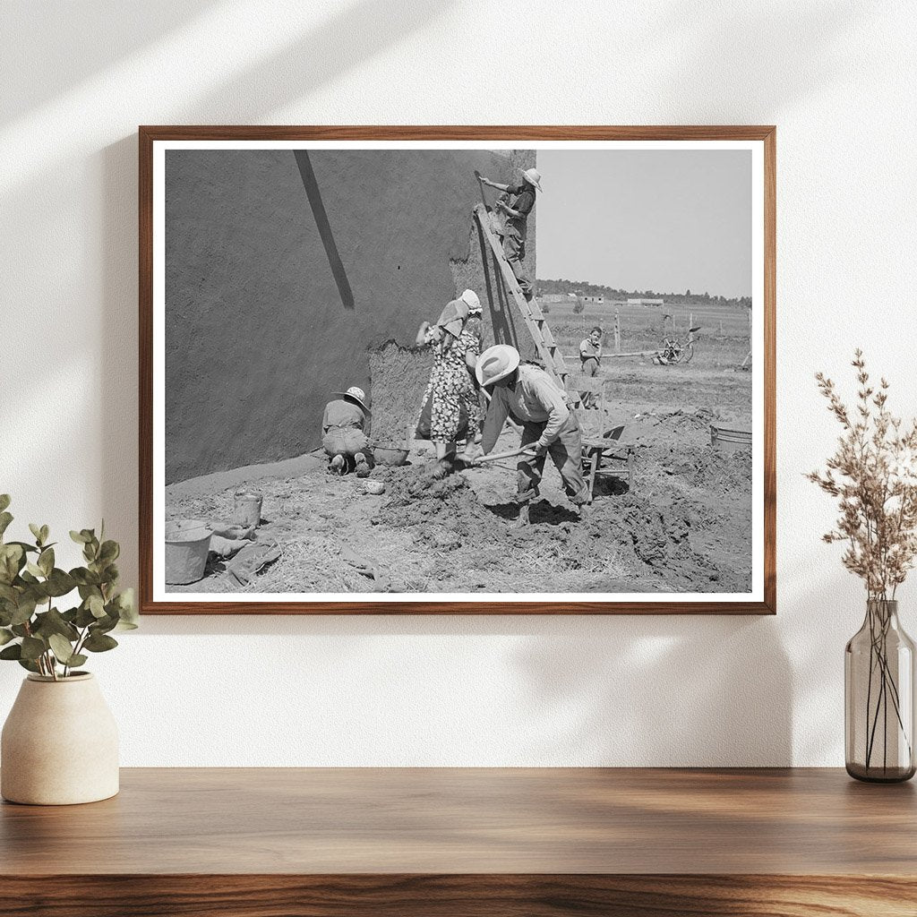 Women Plastering a House in Chamisal New Mexico 1940