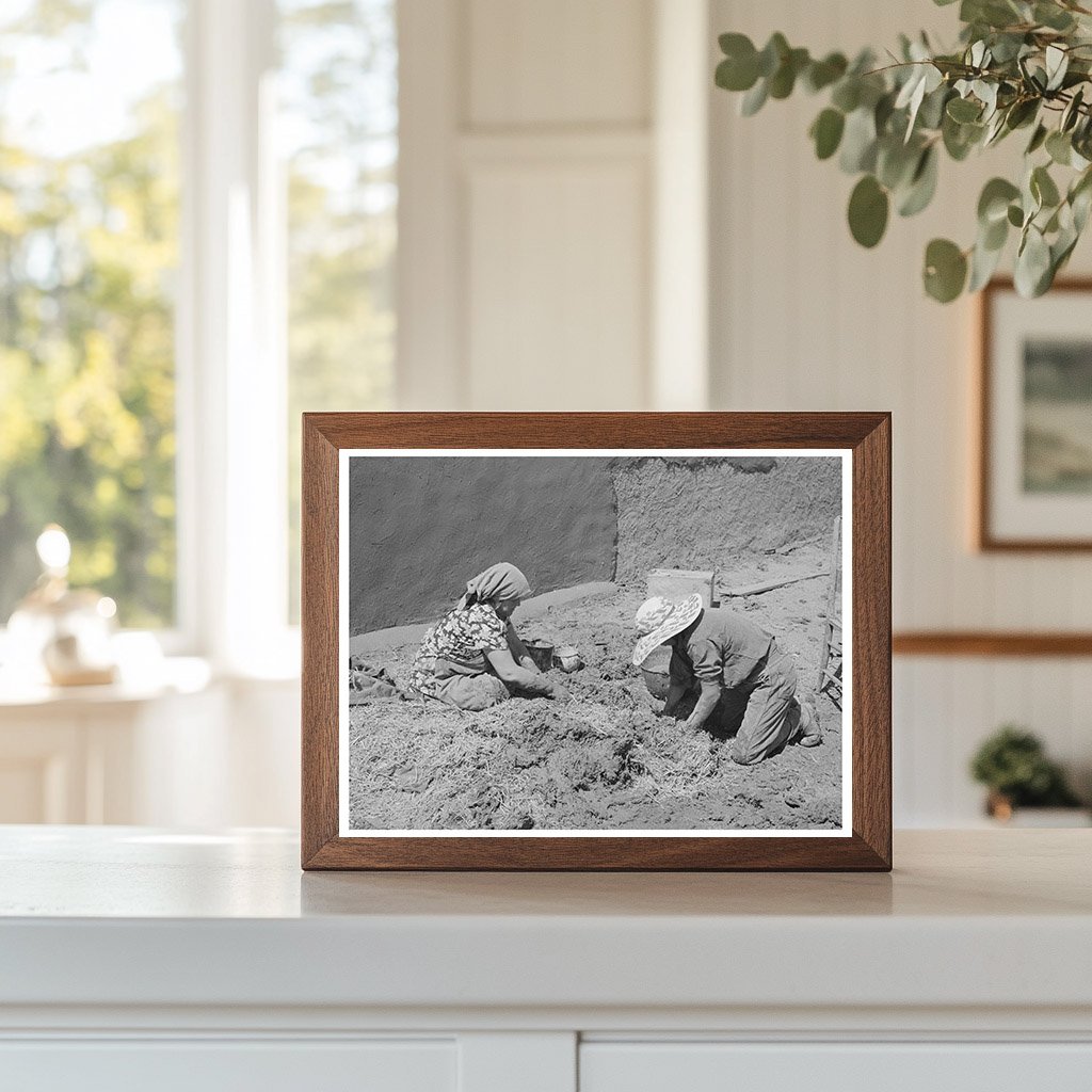 Chamisal NM Residents Making Adobe Plaster July 1940