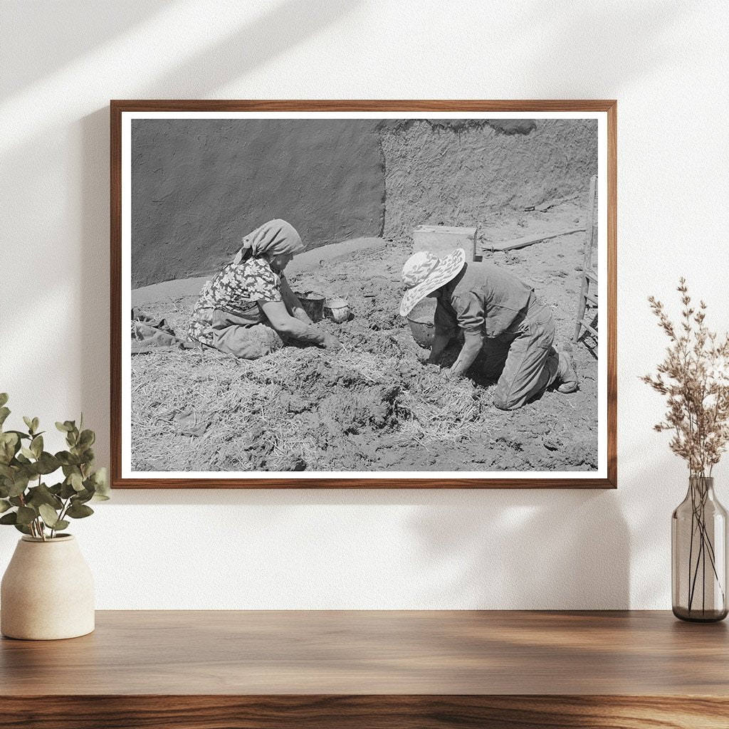 Chamisal NM Residents Making Adobe Plaster July 1940
