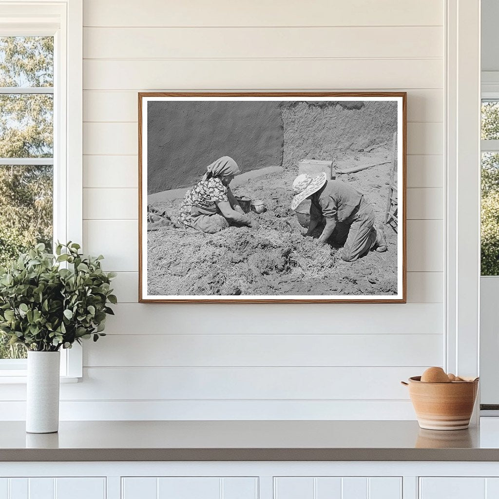 Chamisal NM Residents Making Adobe Plaster July 1940