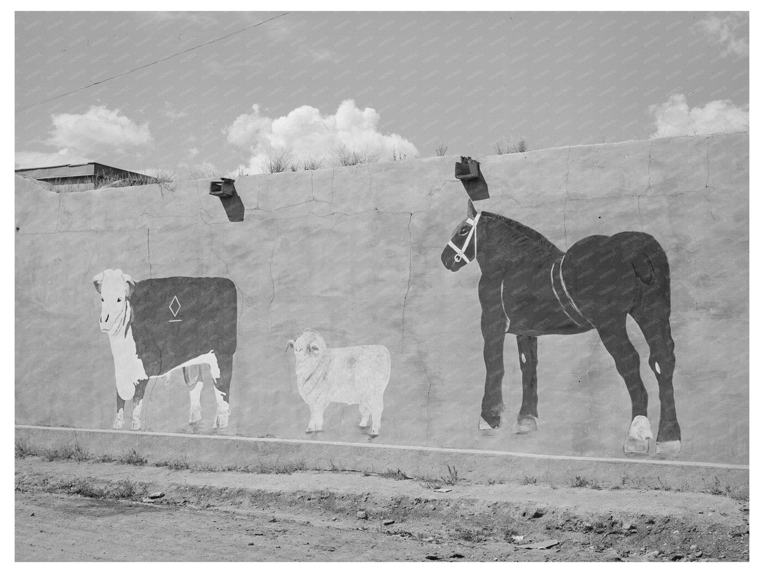 Native Art on Adobe Wall Amalia New Mexico 1940
