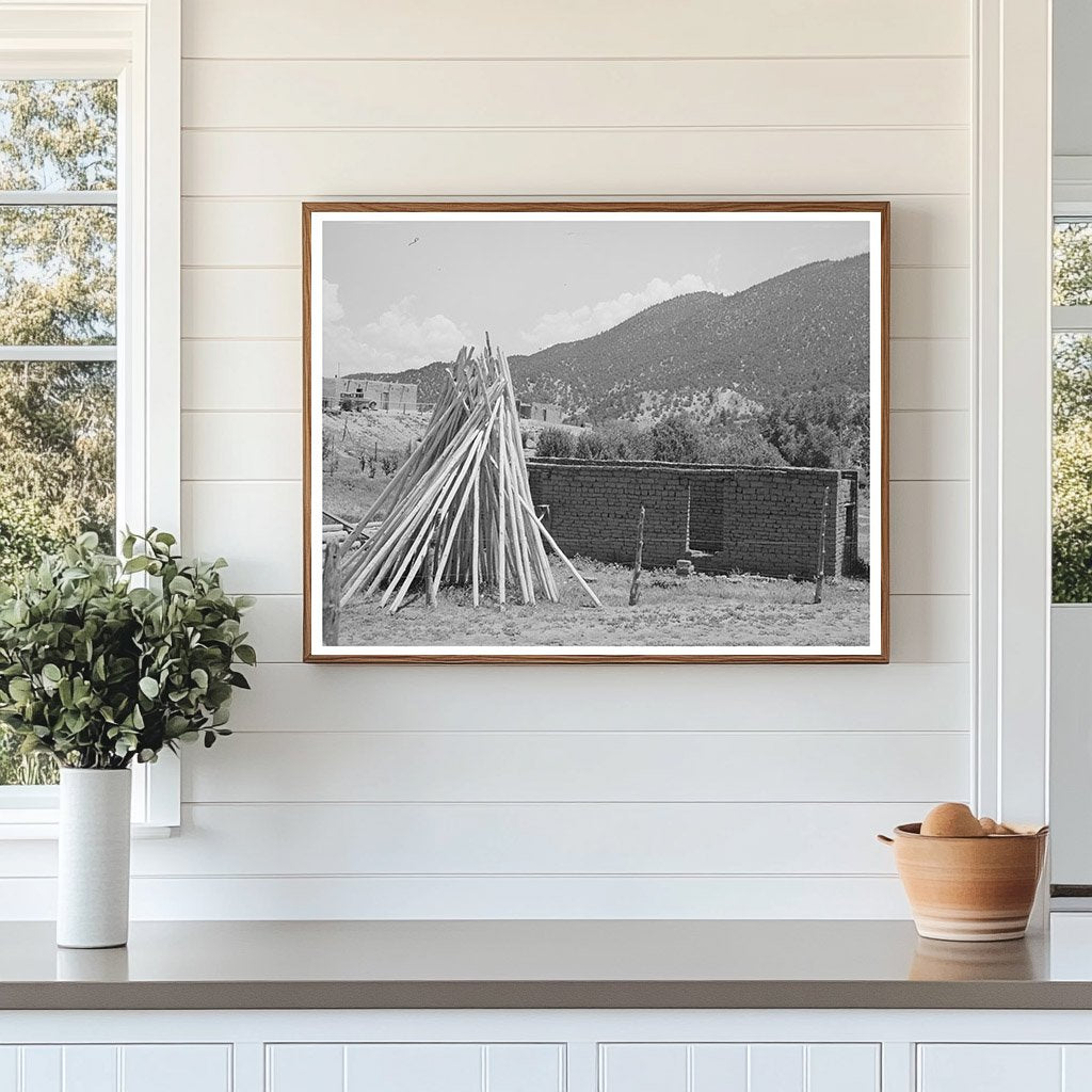 Adobe House Construction in Amalia New Mexico July 1940