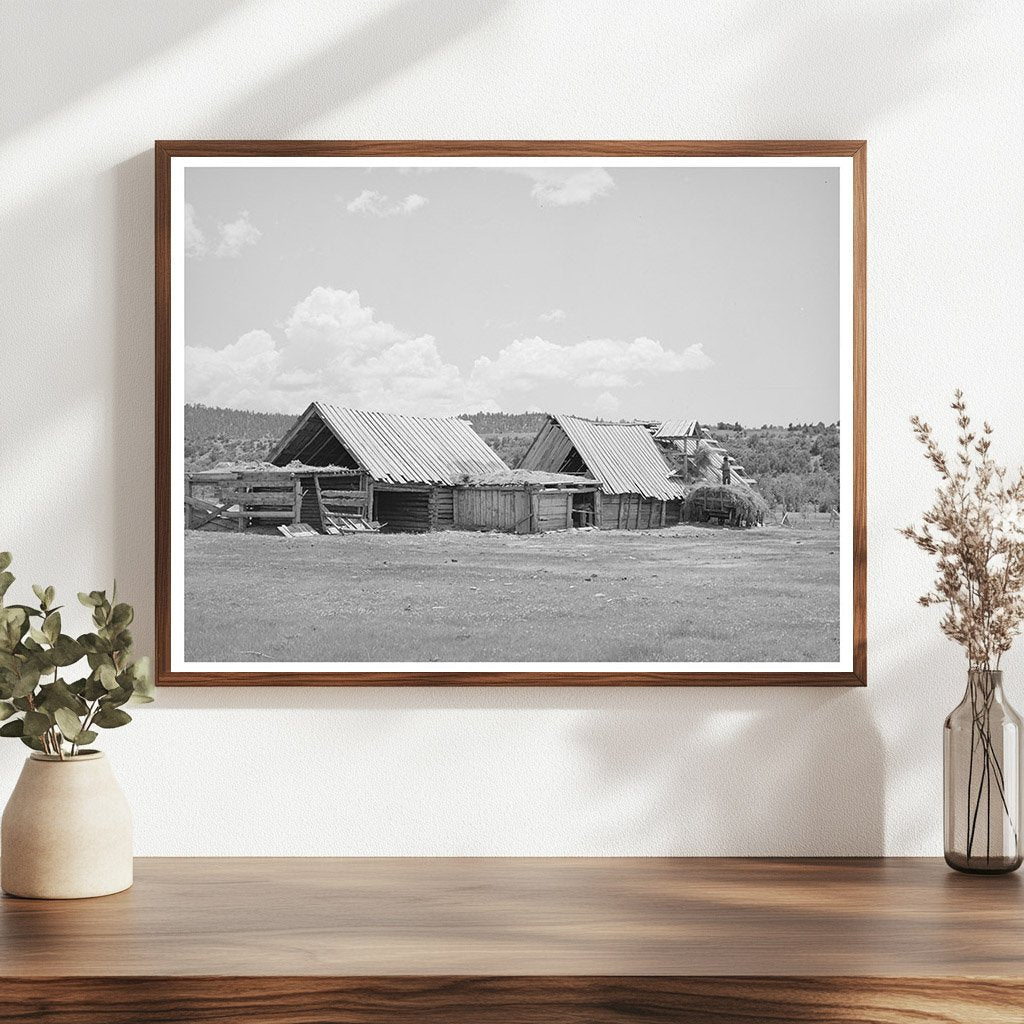 Hay Barns of Spanish-American Farmer in New Mexico 1940