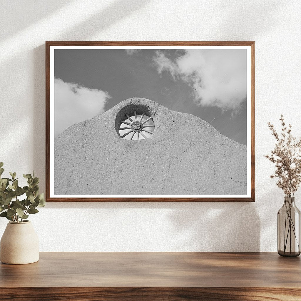 Vintage Wagon Wheel in Adobe House Penasco New Mexico 1940