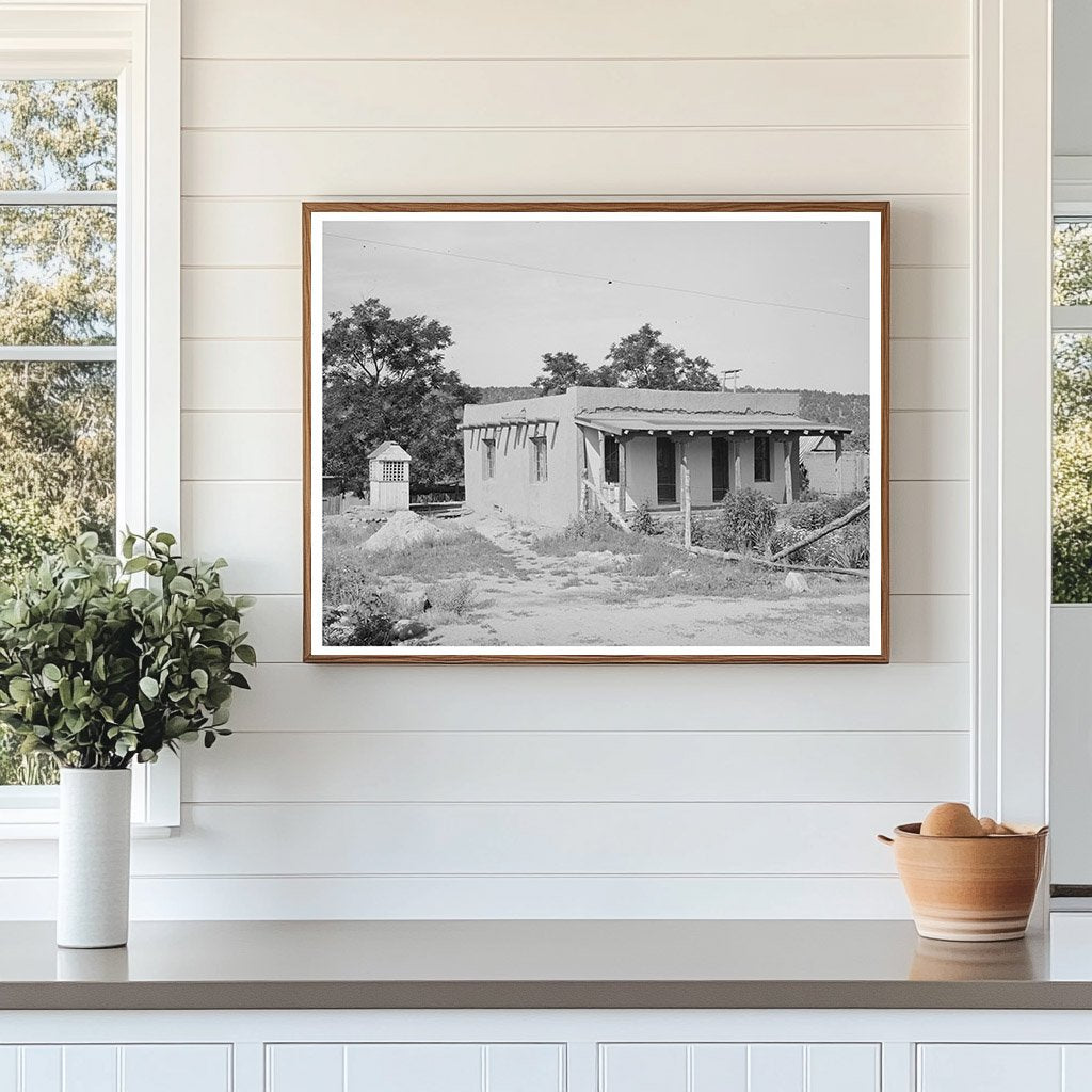 Adobe House and Well in Penasco New Mexico 1940