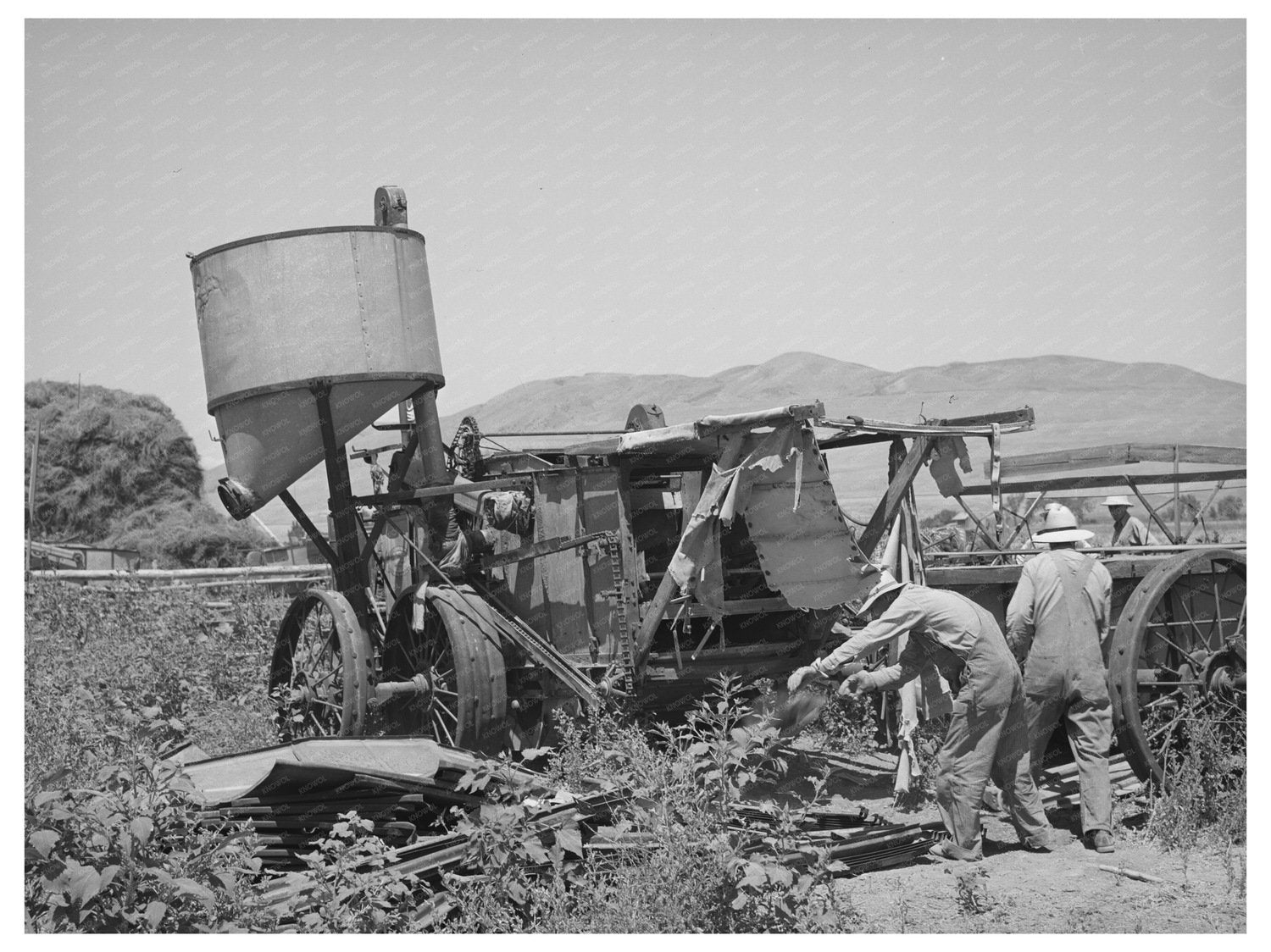 Farmers Moving Combine in Box Elder County Utah 1940