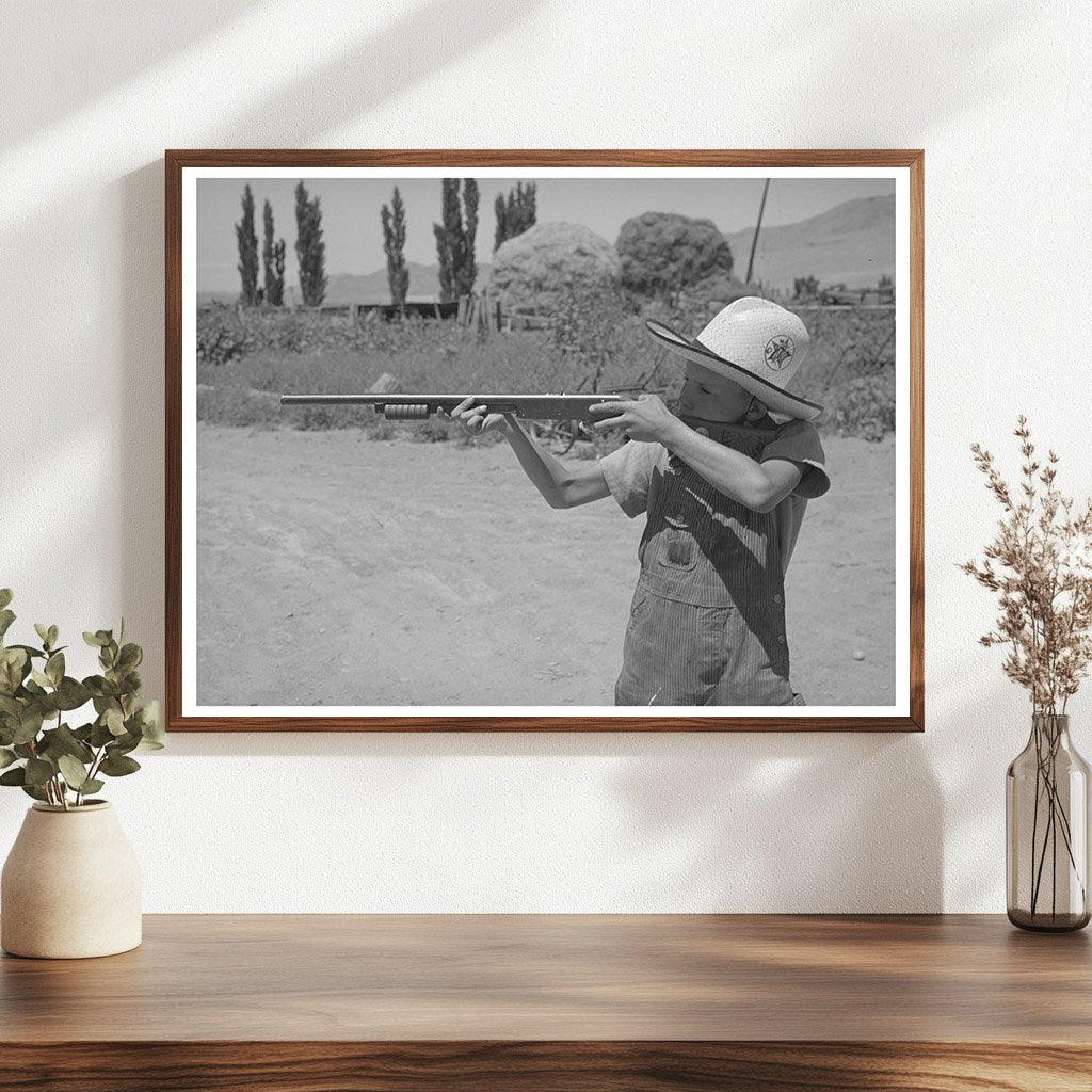 Mormon Farm Boy with Air Rifle Box Elder County Utah 1940