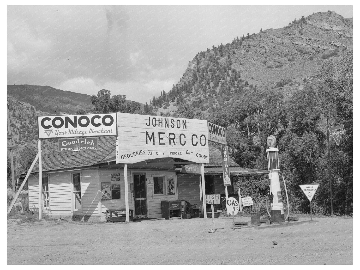 Grocery Store and Filling Station in Cimarron Colorado 1940