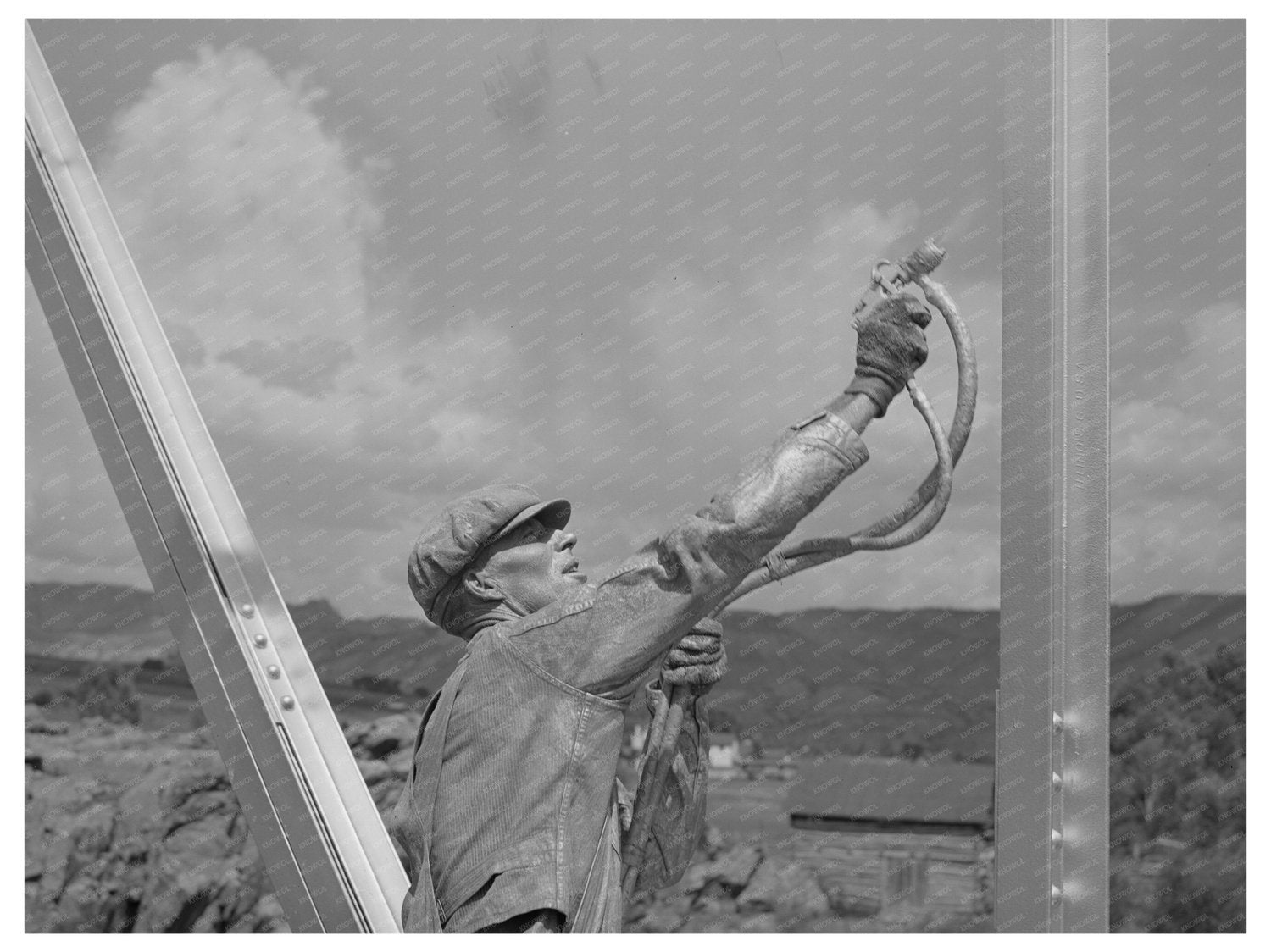 Sapinero Bridge Workmen Painting Silver 1940