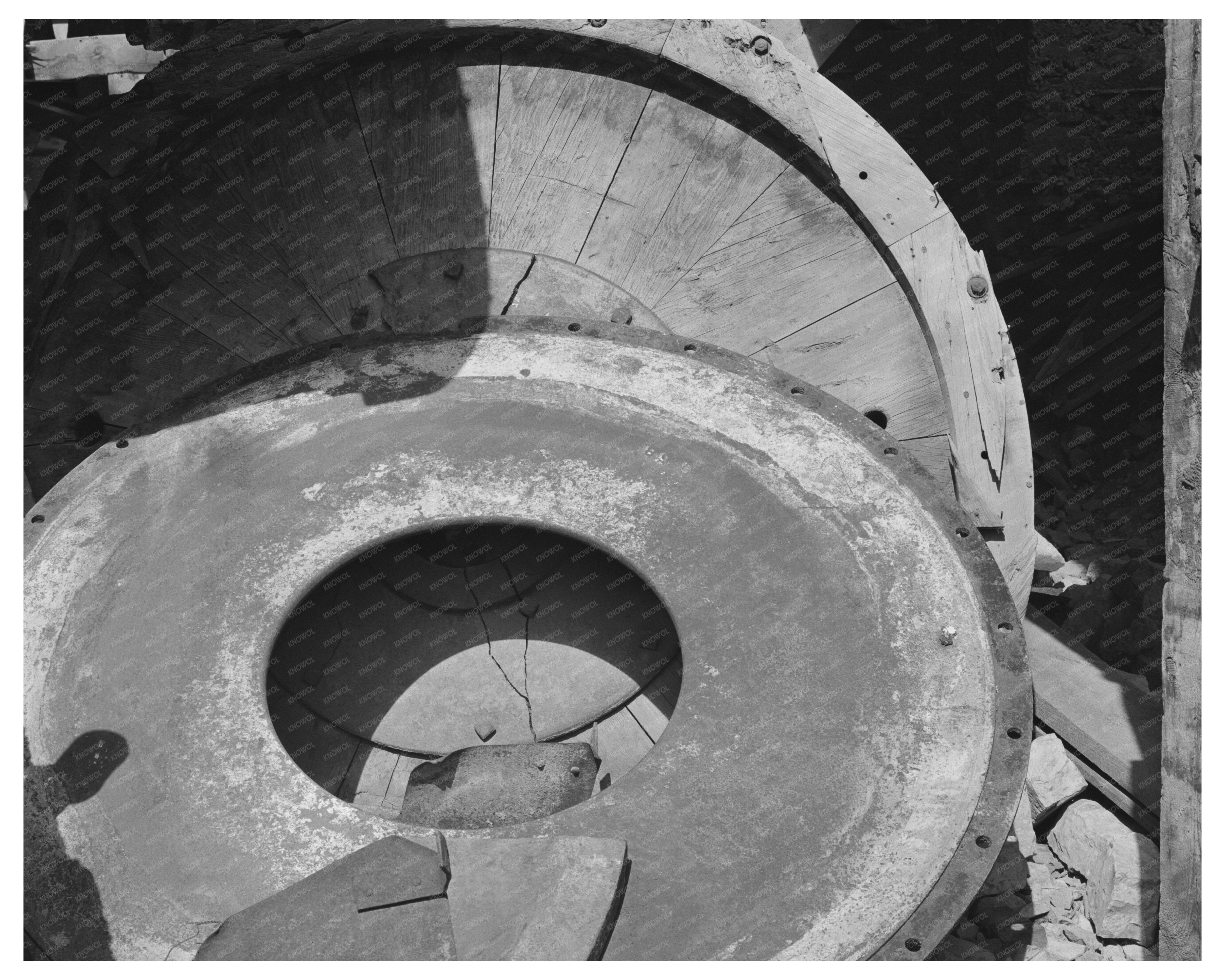 Vintage Wooden Wheels in Abandoned Gold Mill Telluride 1940