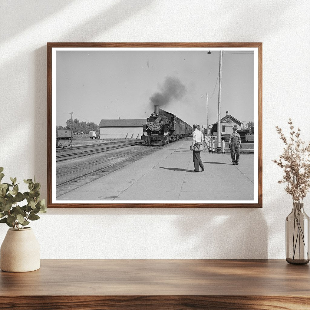 Morning Train Arriving in Montrose Colorado 1940