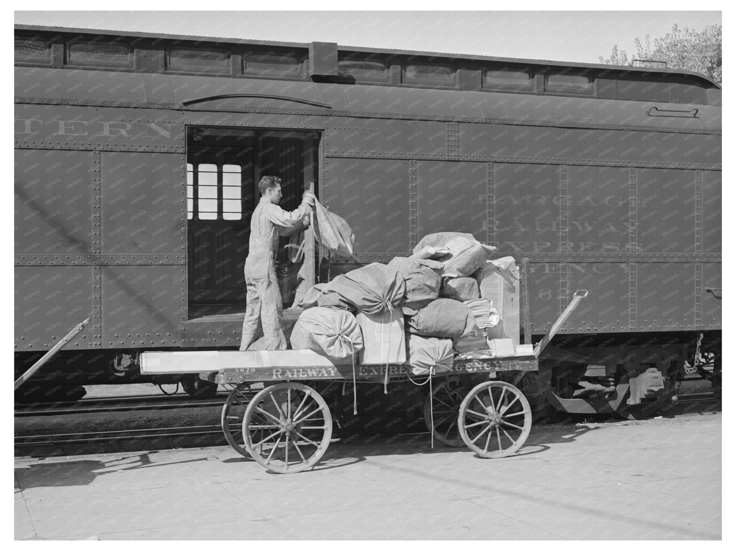 Montrose Colorado Train Mail Unloading September 1940