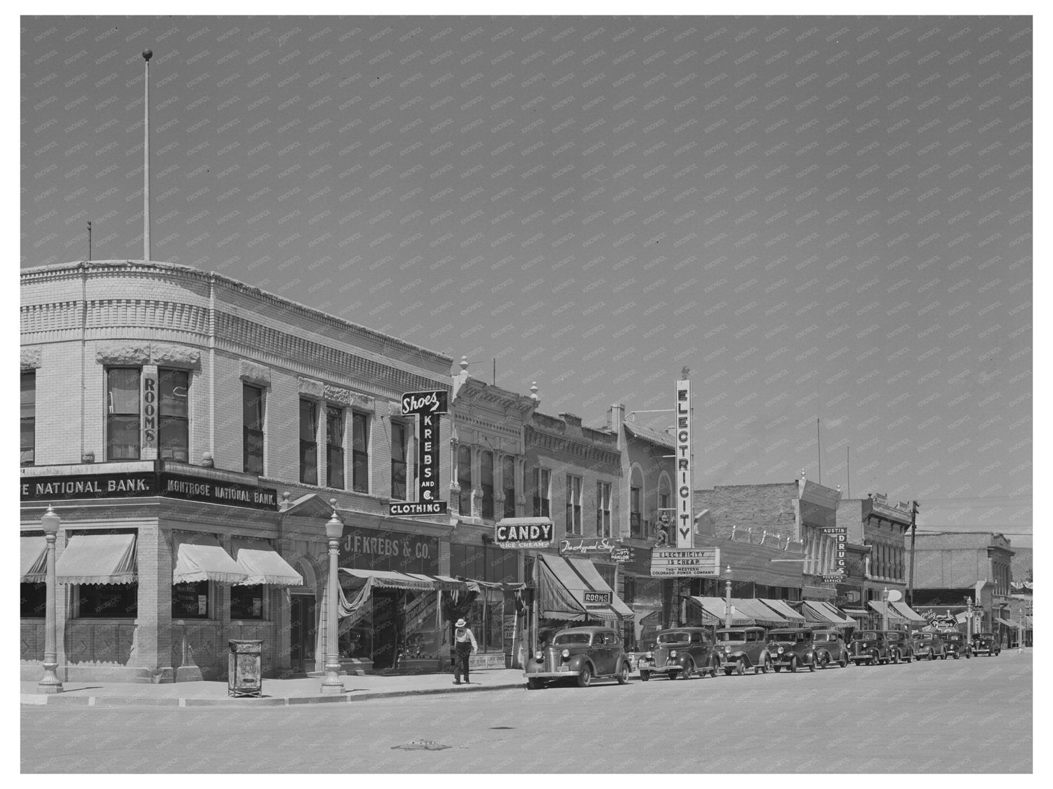 Montrose Colorado Main Street September 1940 Black and White