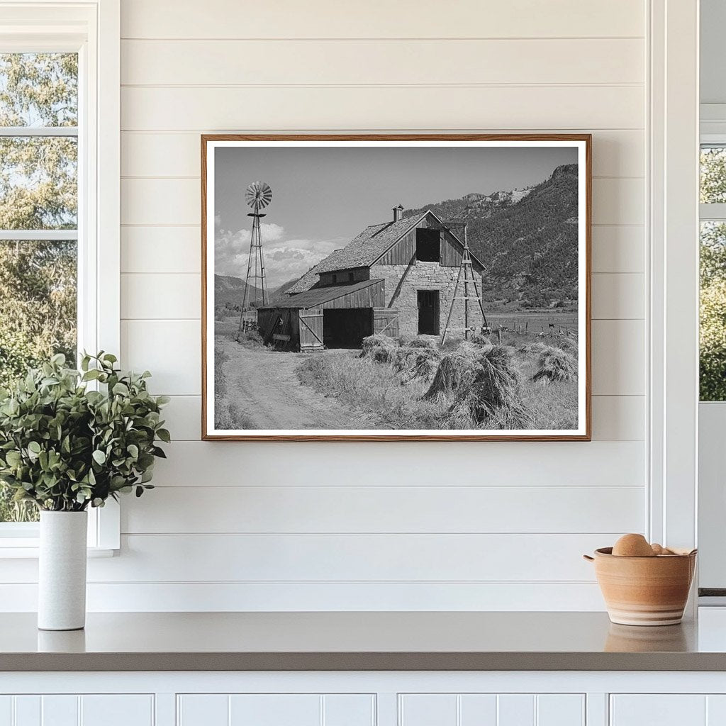 Oats and Stone Barn in Animas River Valley Colorado 1940