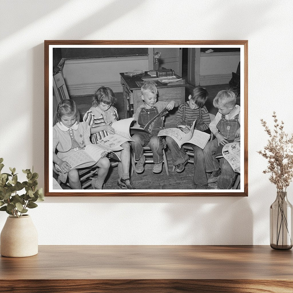Children Reading Picture Books in Santa Clara Utah 1940