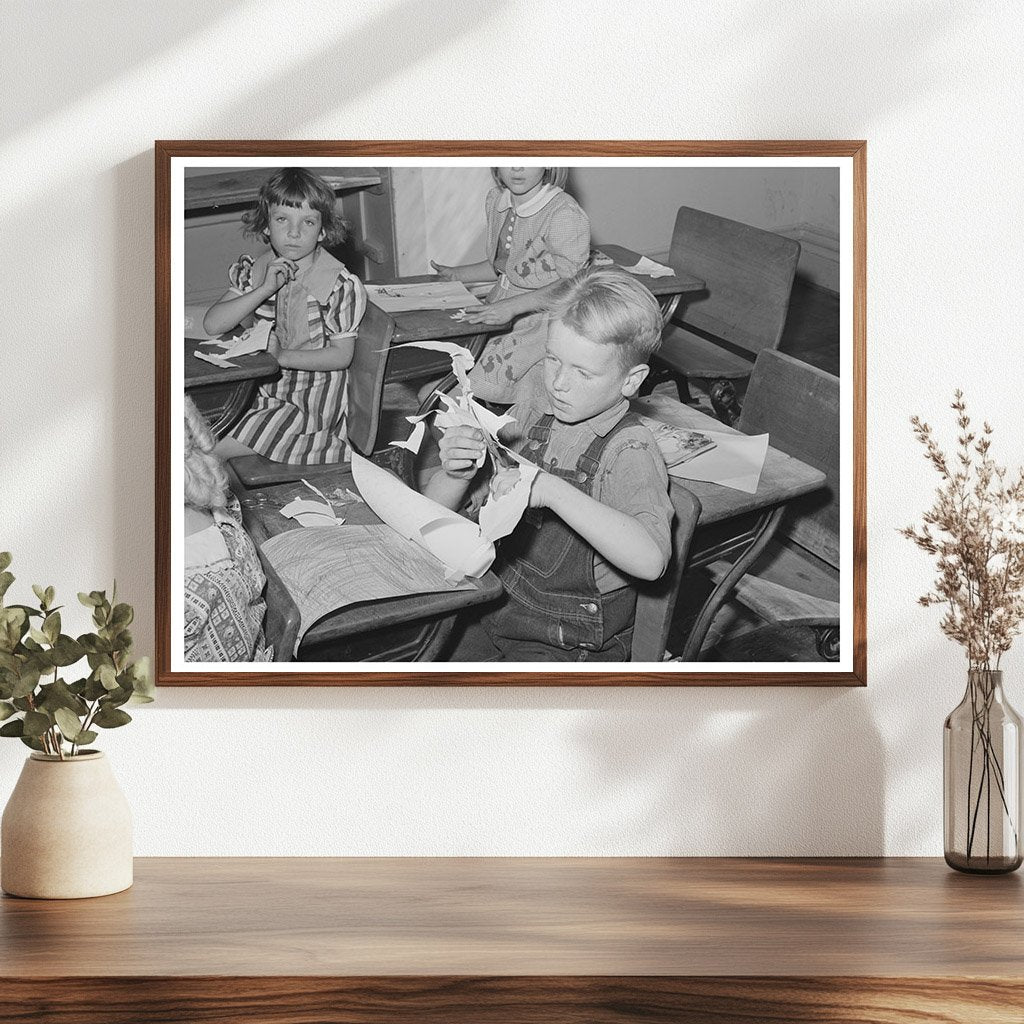 Grade School Pupil Cutting Out October 1940 Utah Image
