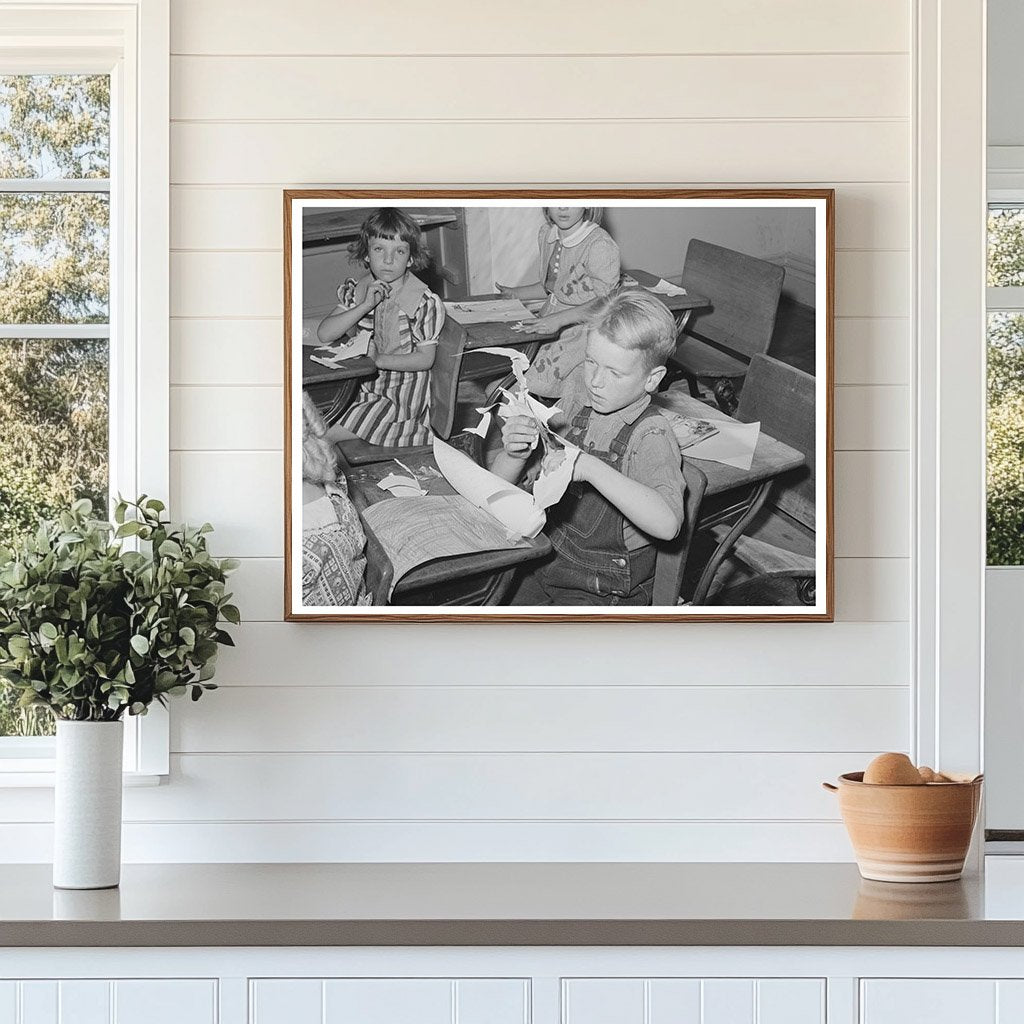 Grade School Pupil Cutting Out October 1940 Utah Image
