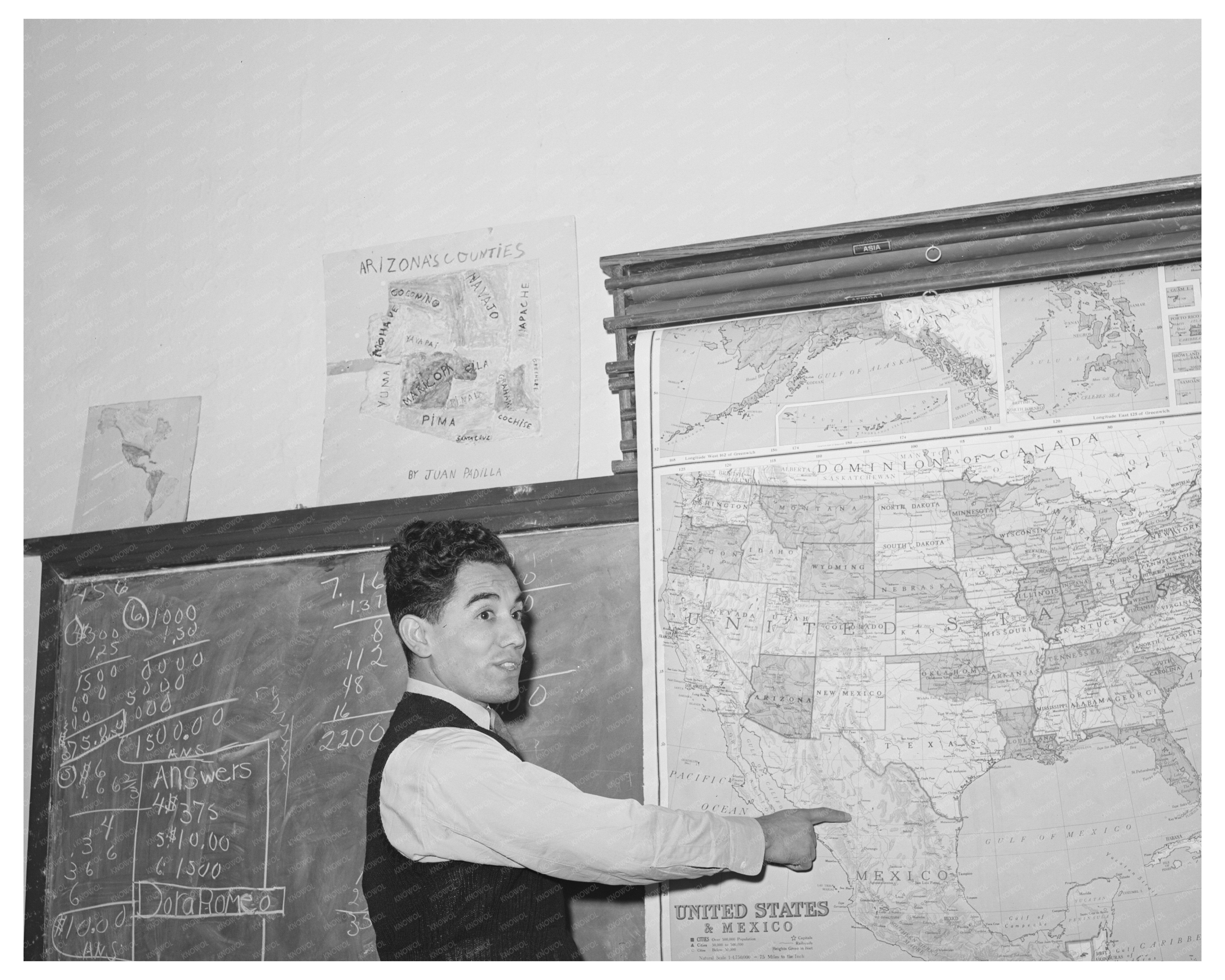School Teacher Instructing Geography Class Concho Arizona 1940
