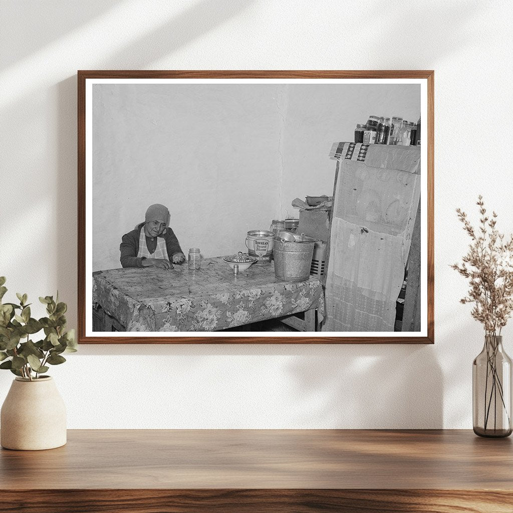 Spanish Woman Sorting Beans in Concho Arizona 1940