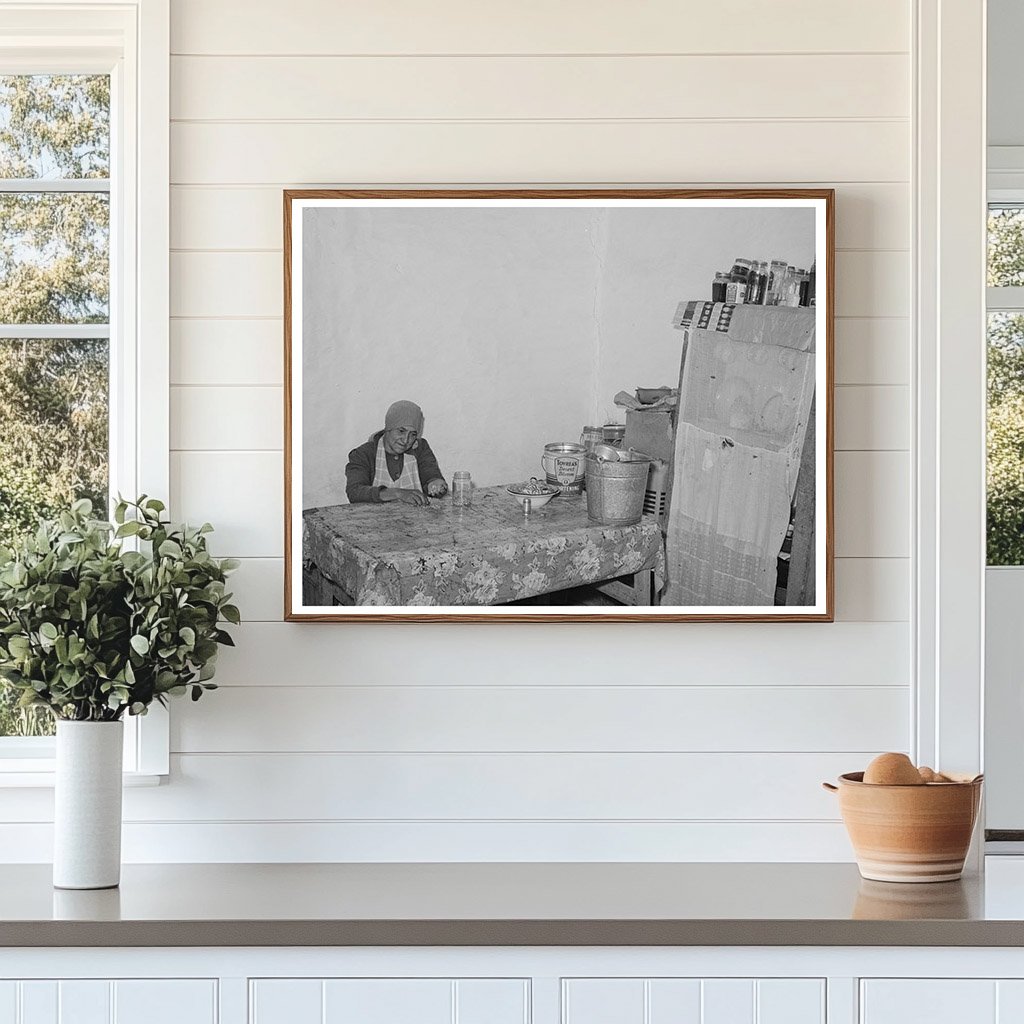 Spanish Woman Sorting Beans in Concho Arizona 1940