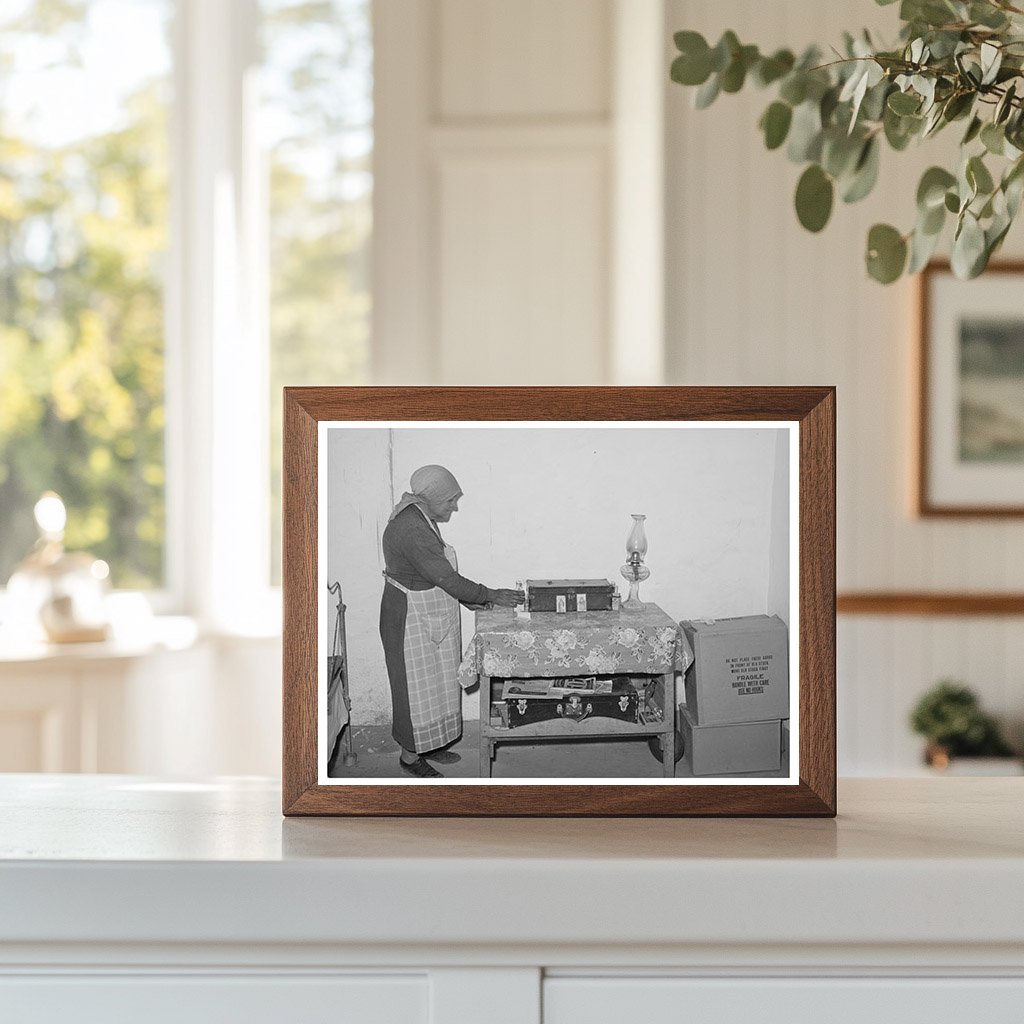 Woman Arranging Items in Concho Arizona 1940