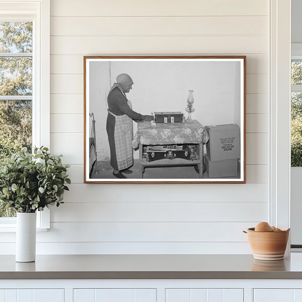 Woman Arranging Items in Concho Arizona 1940