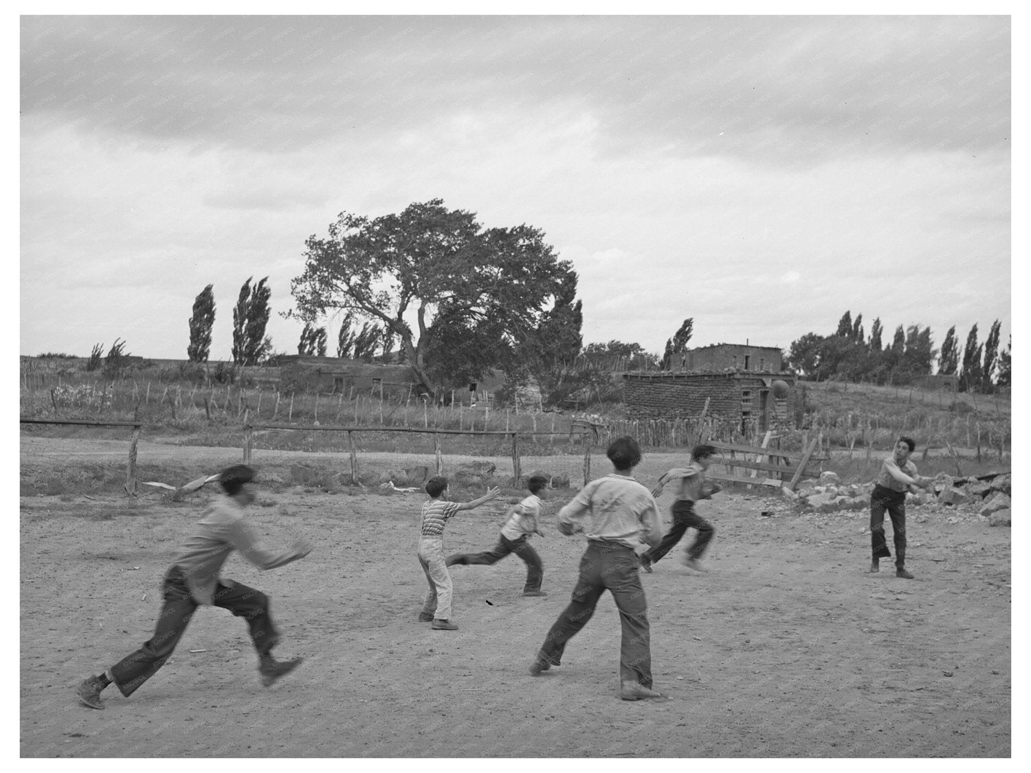 Vintage Schoolchildren Playing in Concho Arizona 1940