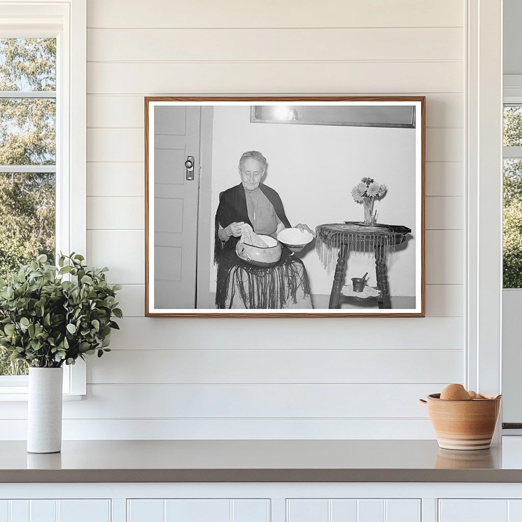 Spanish Woman Crocheting in Concho Arizona 1940