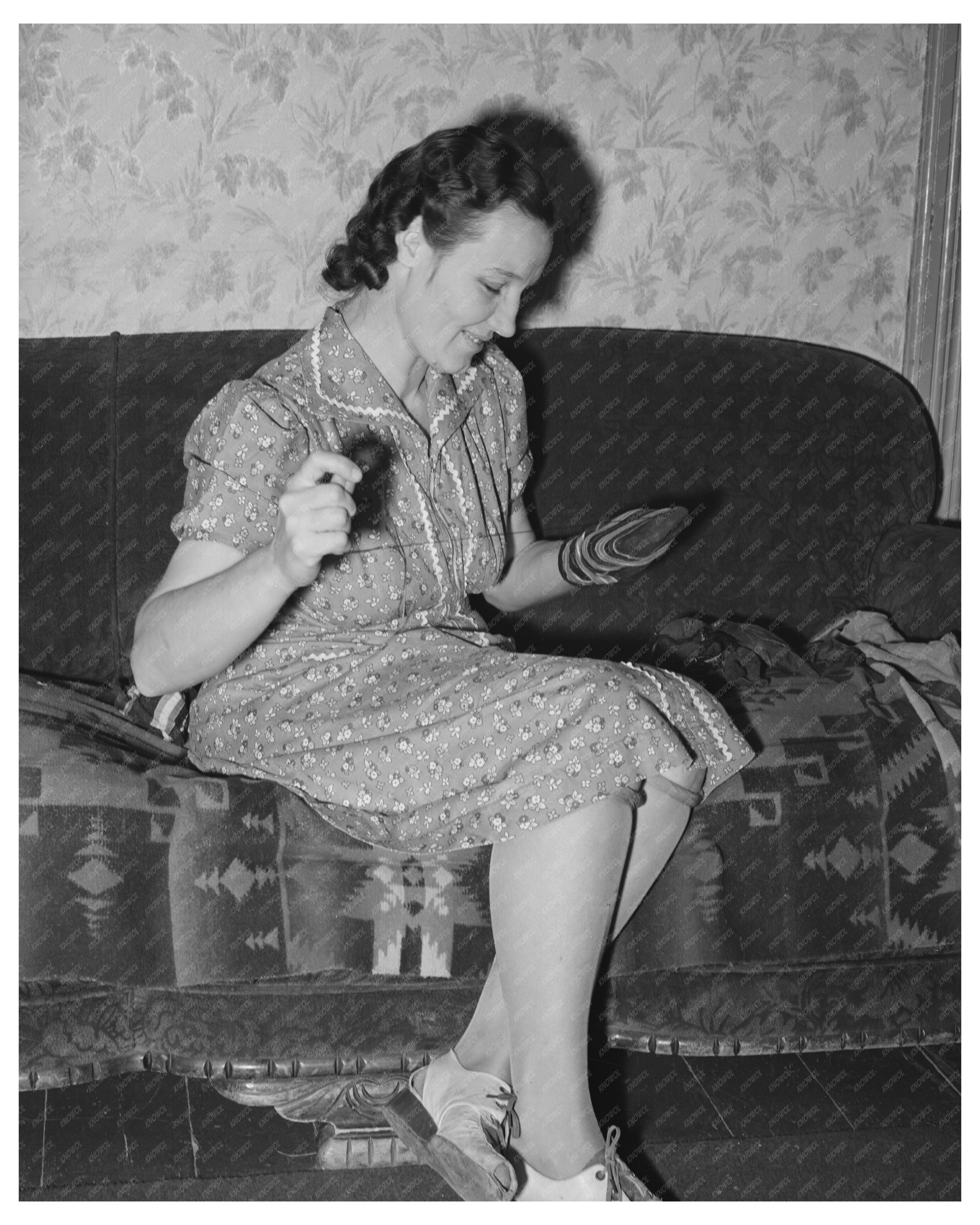Mormon Farmers Wife Mending Clothes Santa Clara Utah 1940