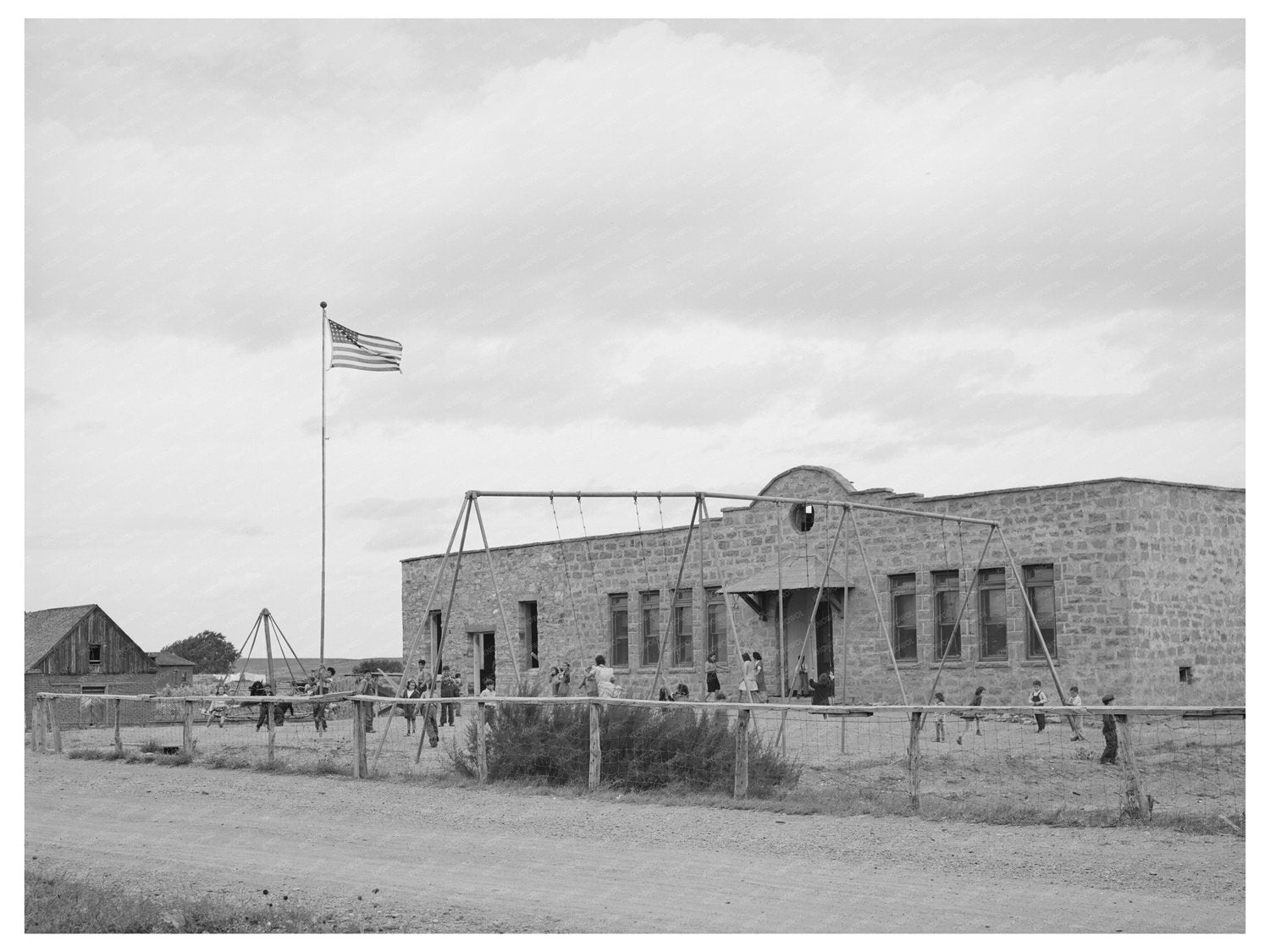 1940 Concho Arizona Schoolchildren Recess Vintage Photo
