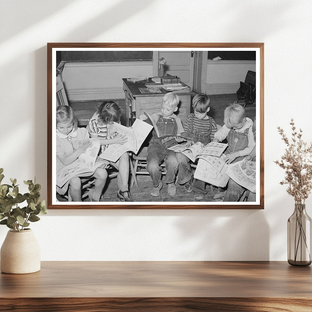 Children Reading Picture Books in Classroom Santa Clara 1940