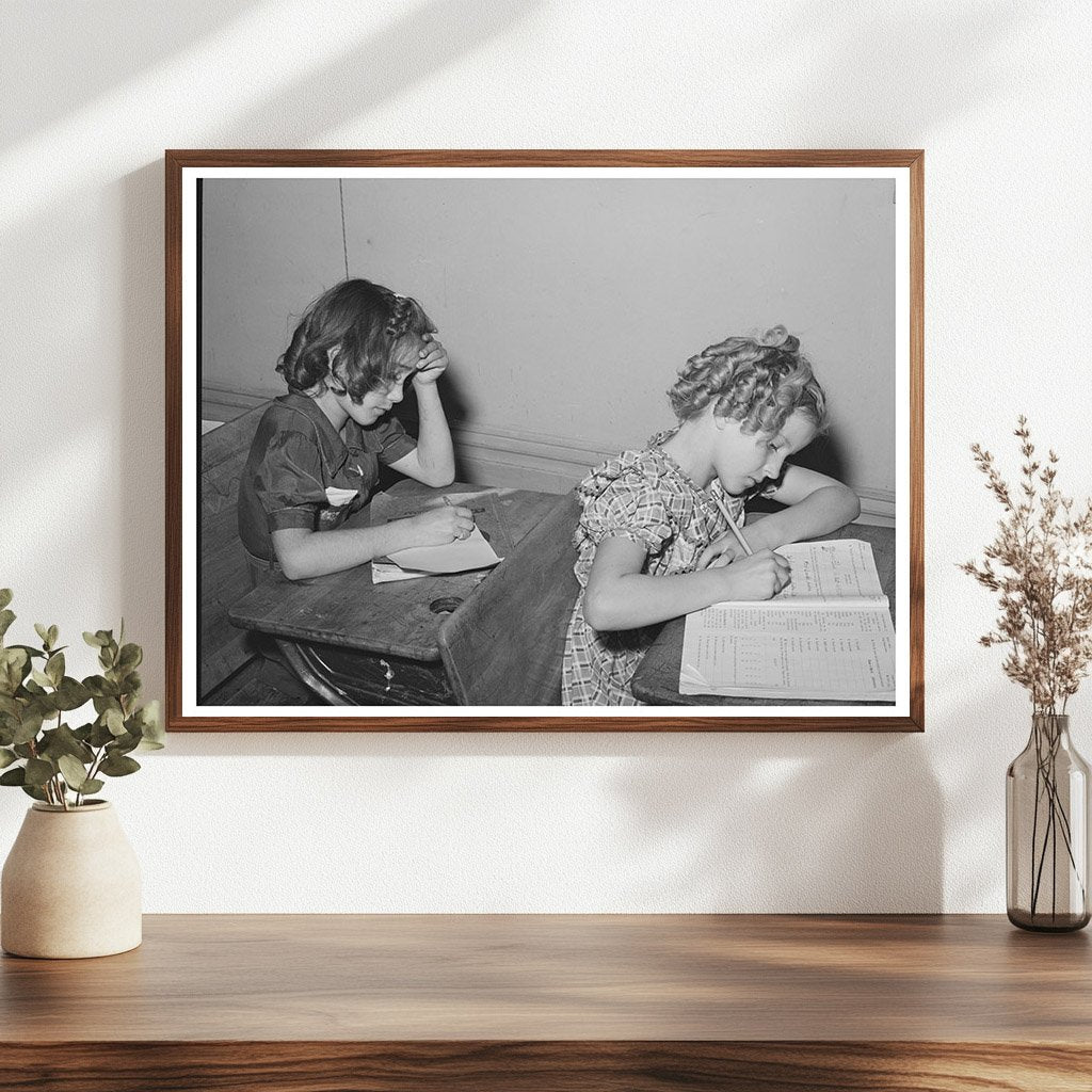 Schoolchildren in Santa Clara Utah 1940 Black and White Photo
