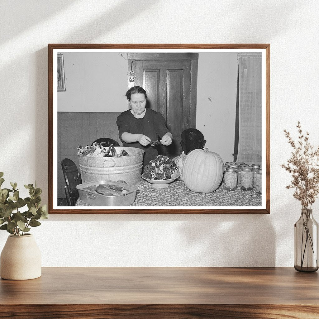 Spanish Woman Preparing Dried Meat in Concho Arizona 1940
