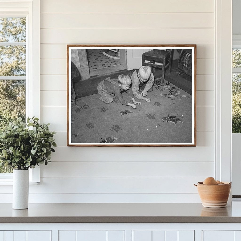Children Playing Marbles in Mormon Home Santa Clara 1940