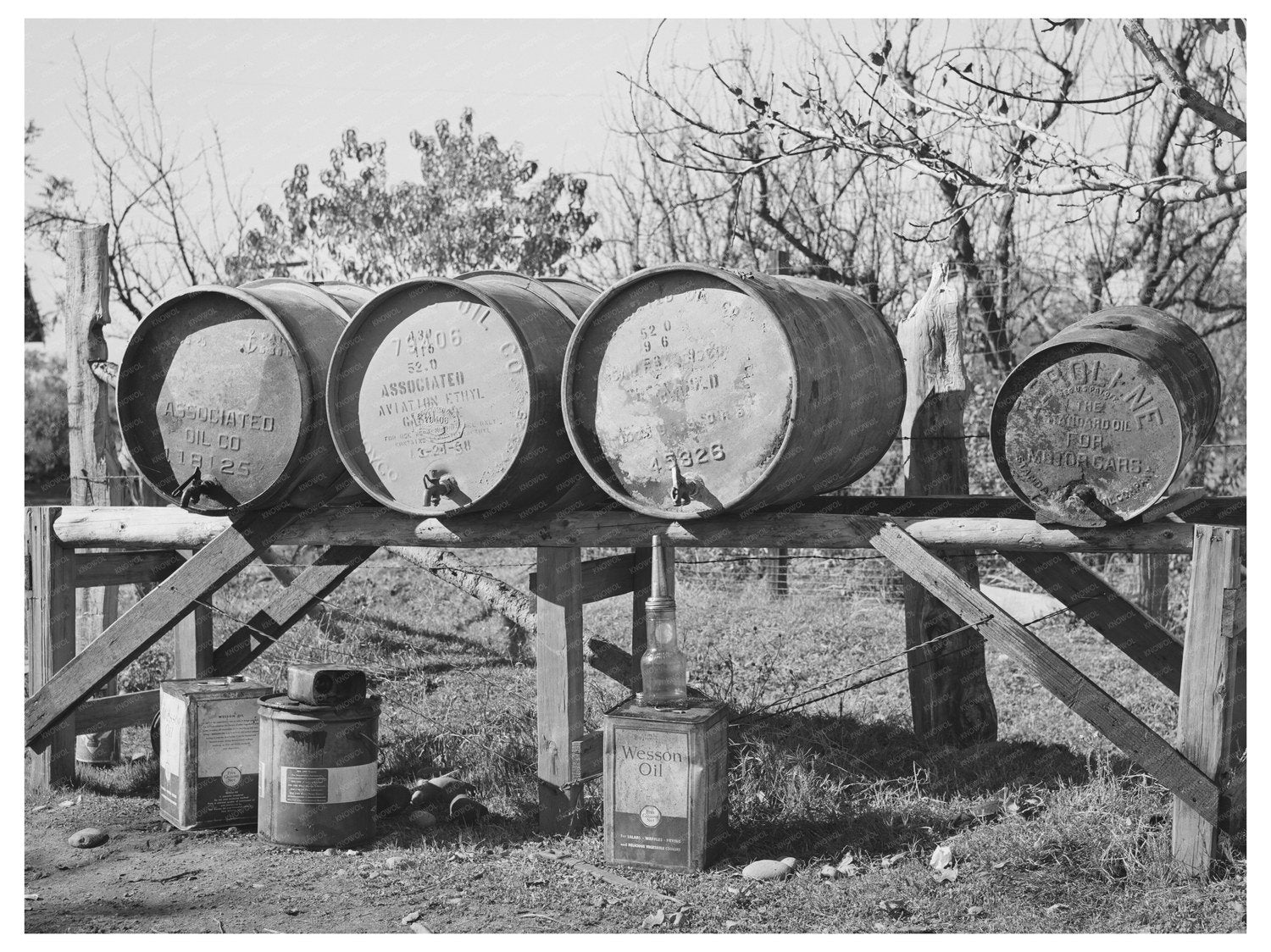 1940 Fuel Barrels on Perry Warner Farm Tehama County CA